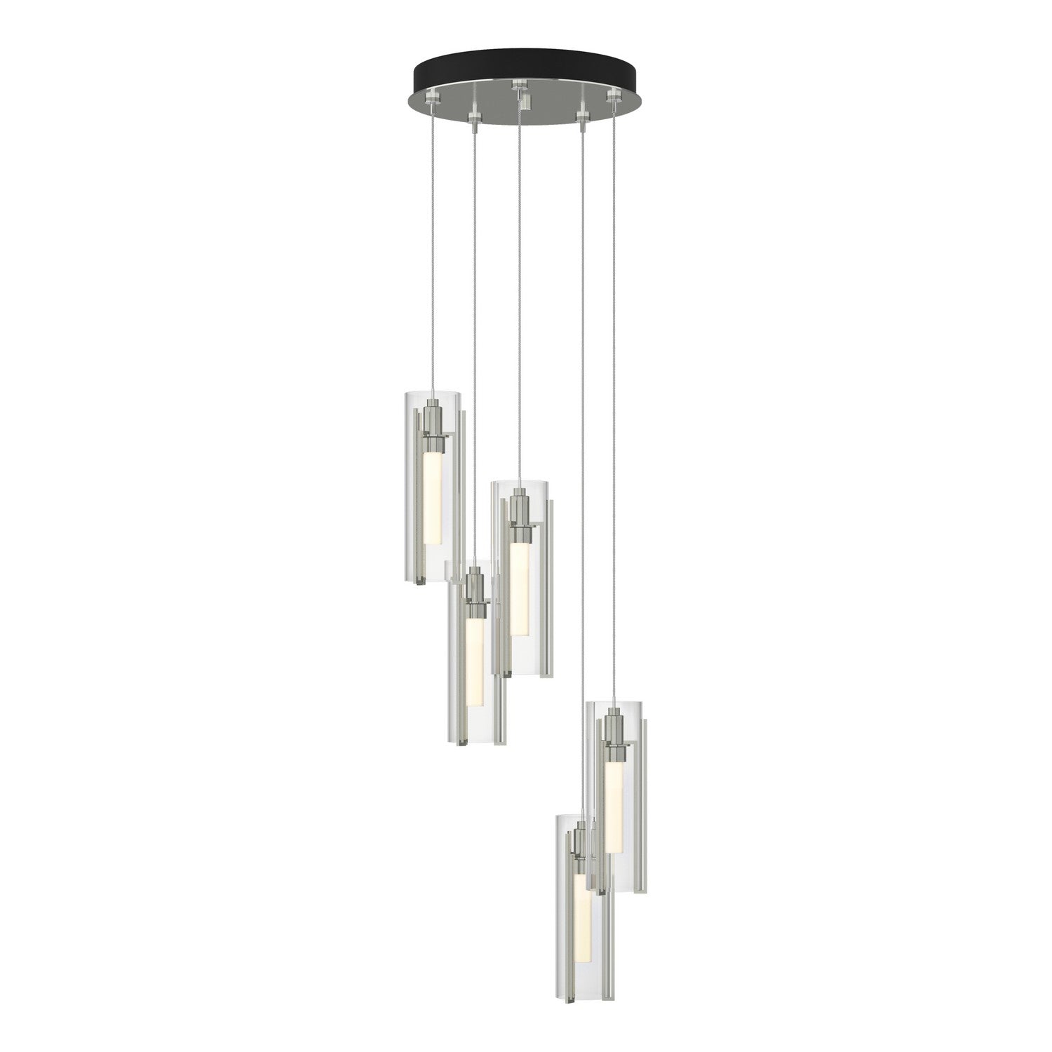 Hubbardton Forge - 131124-SKT-STND-85-ZM0065 - Exos Glass 5-Light Pendant - Exos Glass - Sterling