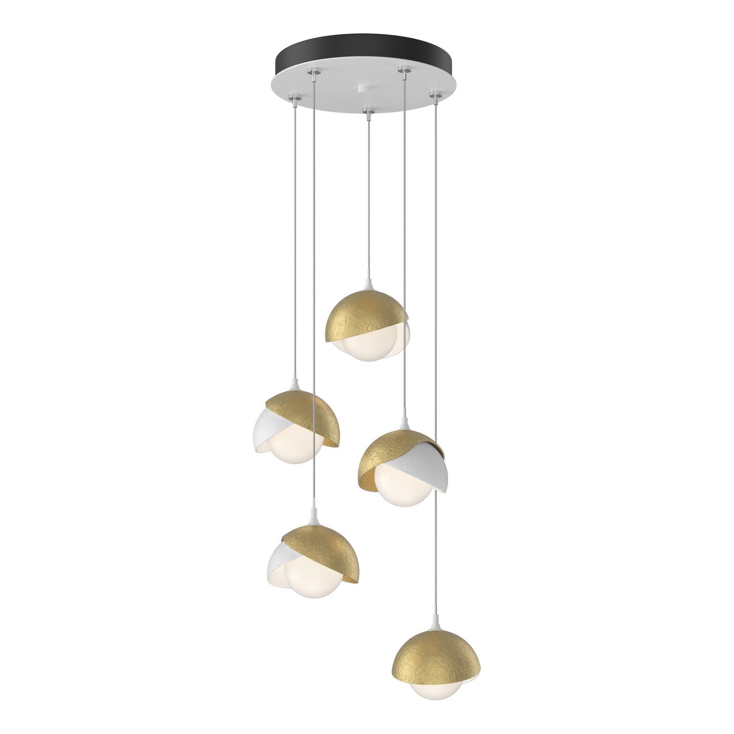 Hubbardton Forge - 131125-SKT-STND-02-86-GG0711 - Brooklyn 5-Light Double Shade Pendant - Brooklyn - White