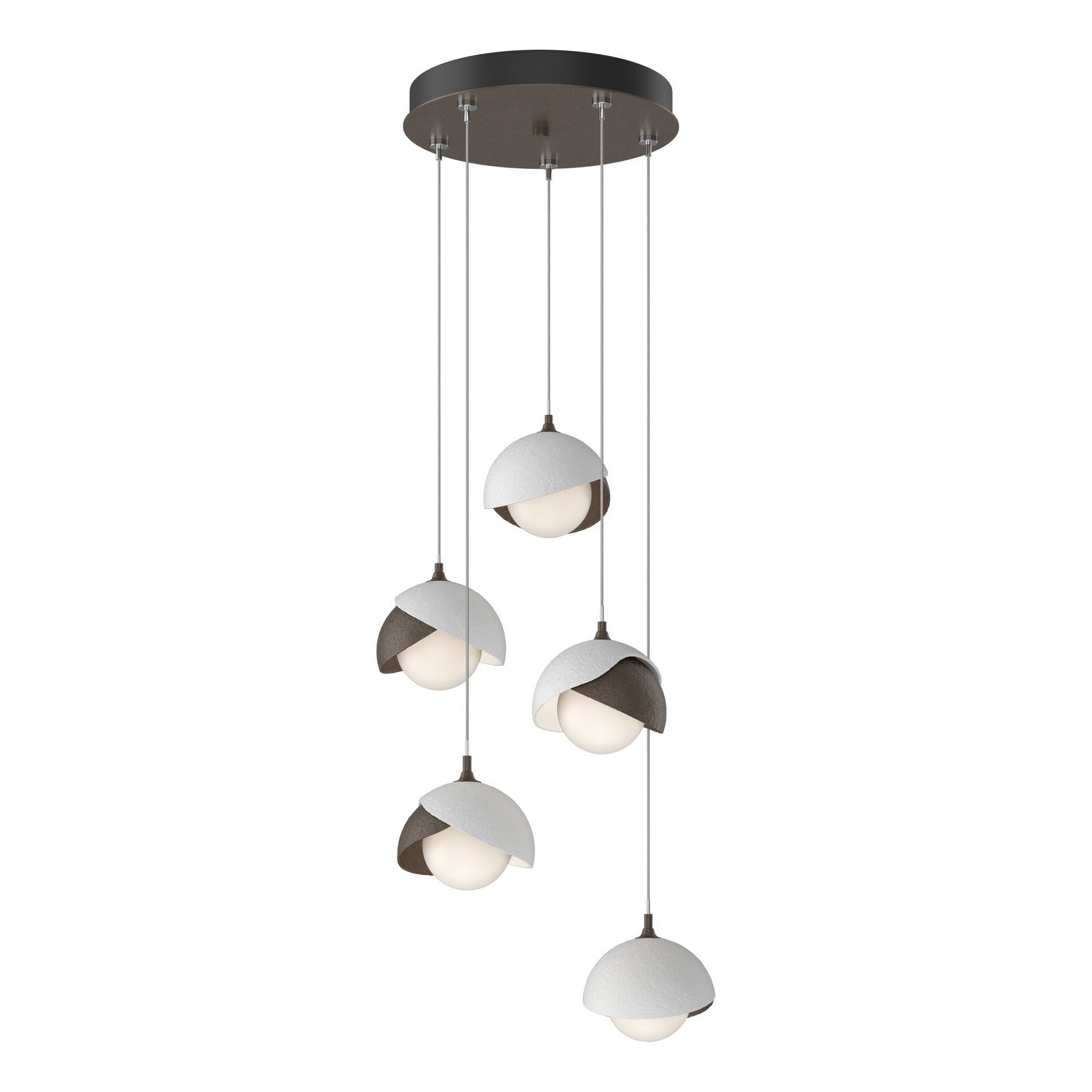Hubbardton Forge - 131125-SKT-STND-05-02-GG0711 - Brooklyn 5-Light Double Shade Pendant - Brooklyn - Bronze