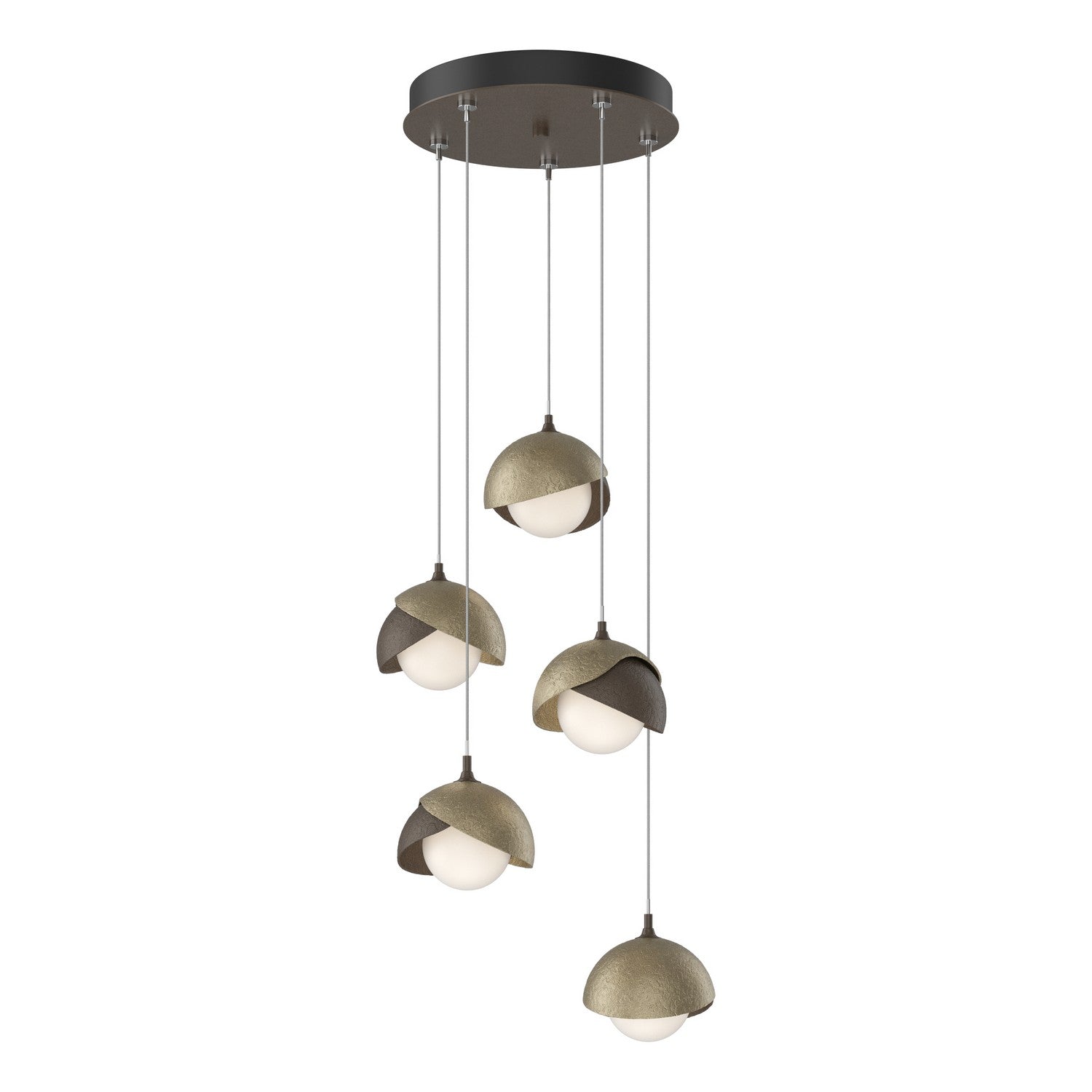 Hubbardton Forge - 131125-SKT-STND-05-84-GG0711 - Brooklyn 5-Light Double Shade Pendant - Brooklyn - Bronze