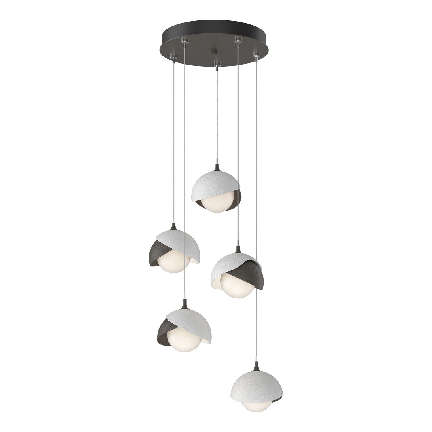Hubbardton Forge - 131125-SKT-STND-07-02-GG0711 - Brooklyn 5-Light Double Shade Pendant - Brooklyn - Dark Smoke