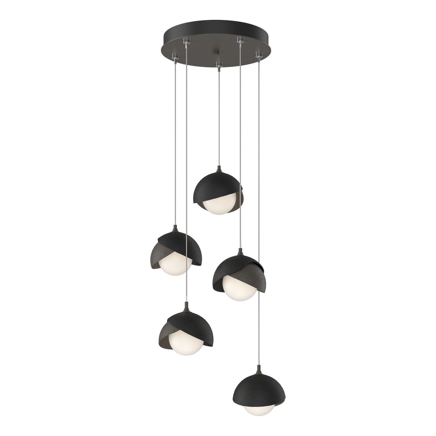 Hubbardton Forge - 131125-SKT-STND-07-10-GG0711 - Brooklyn 5-Light Double Shade Pendant - Brooklyn - Dark Smoke
