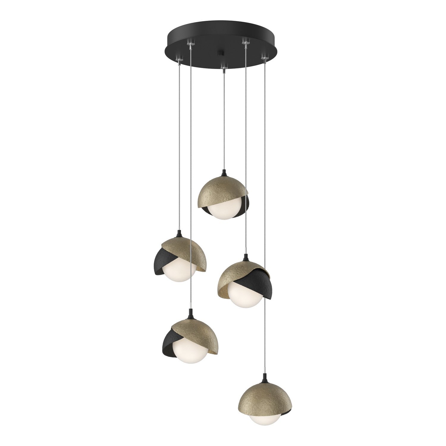 Hubbardton Forge - 131125-SKT-STND-10-84-GG0711 - Brooklyn 5-Light Double Shade Pendant - Brooklyn - Black