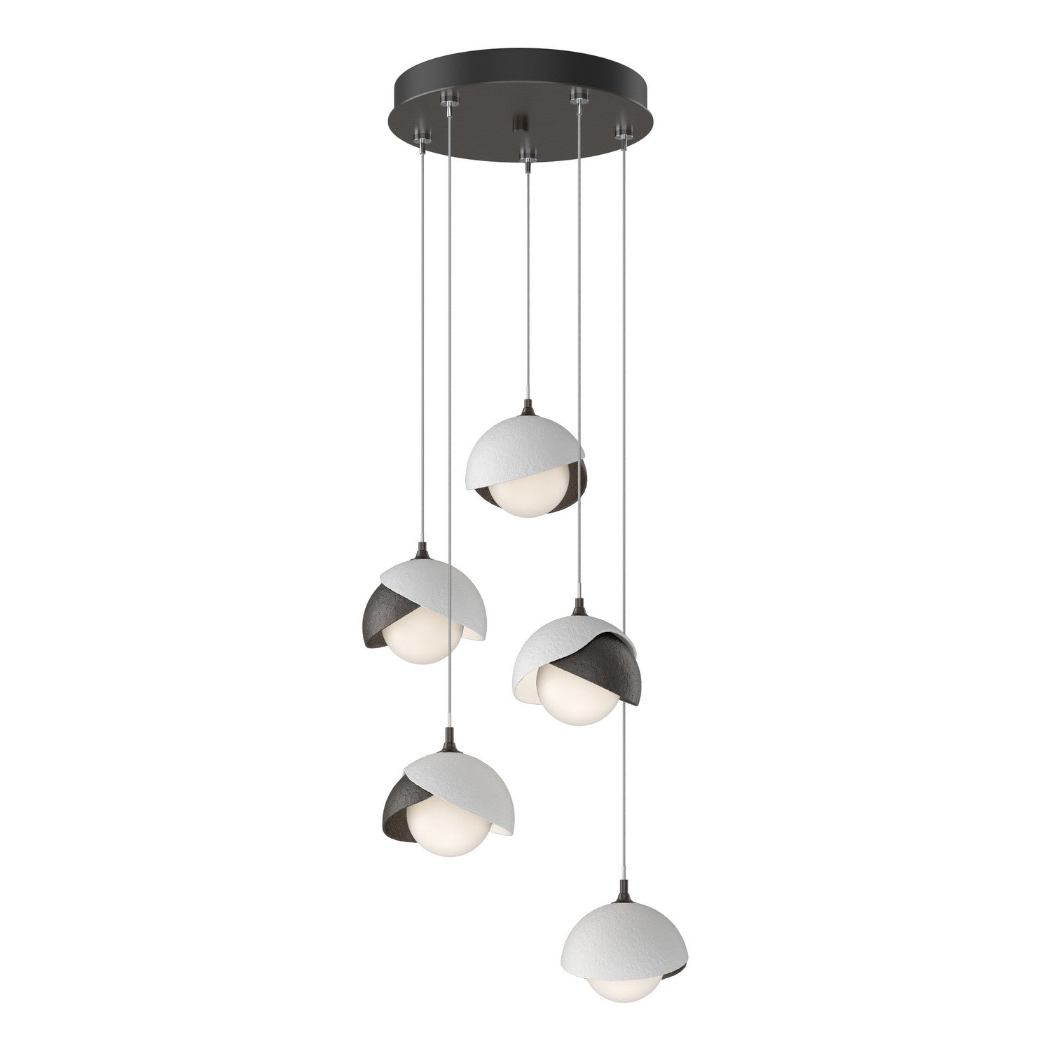 Hubbardton Forge - 131125-SKT-STND-14-02-GG0711 - Brooklyn 5-Light Double Shade Pendant - Brooklyn - Oil Rubbed Bronze