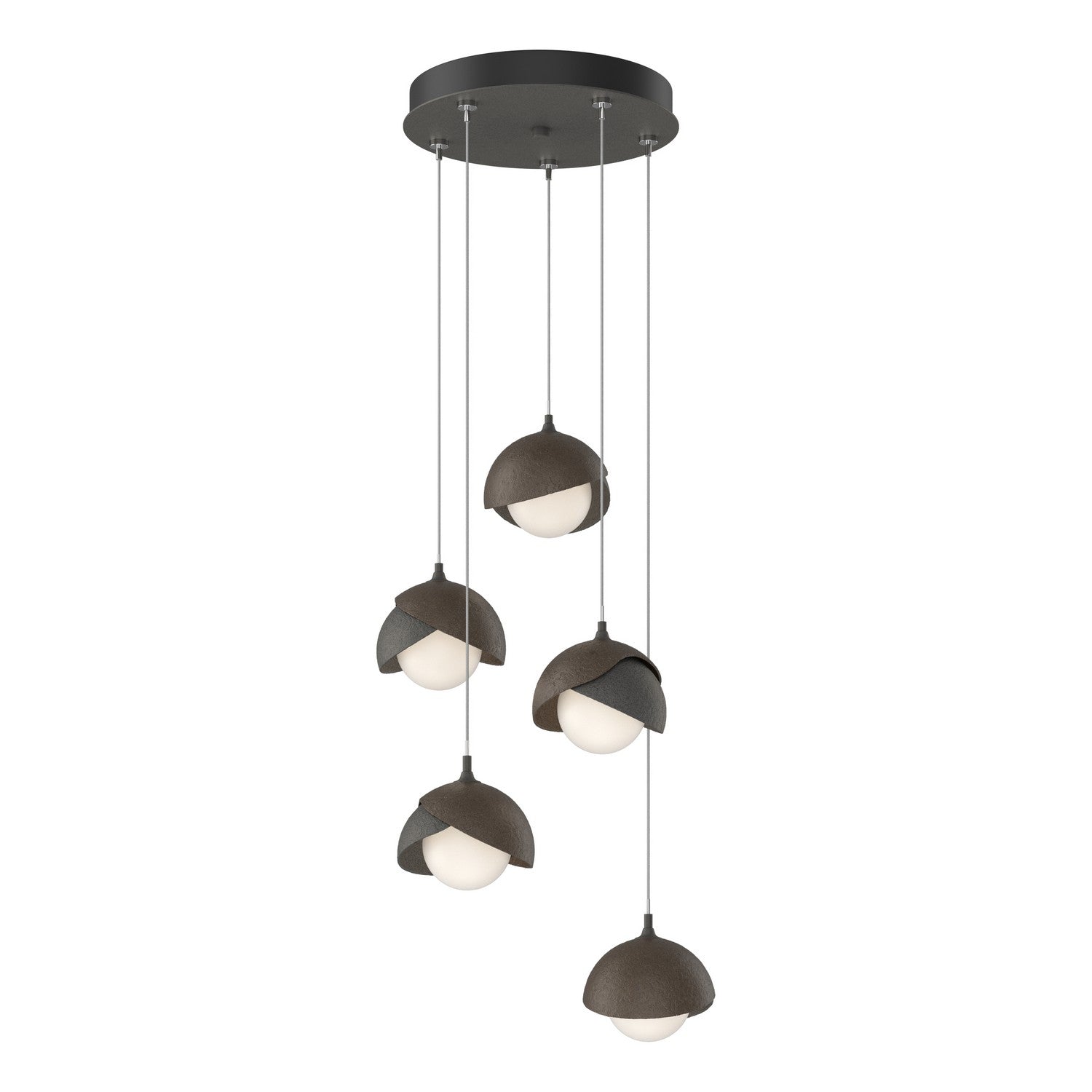 Hubbardton Forge - 131125-SKT-STND-20-05-GG0711 - Brooklyn 5-Light Double Shade Pendant - Brooklyn - Natural Iron