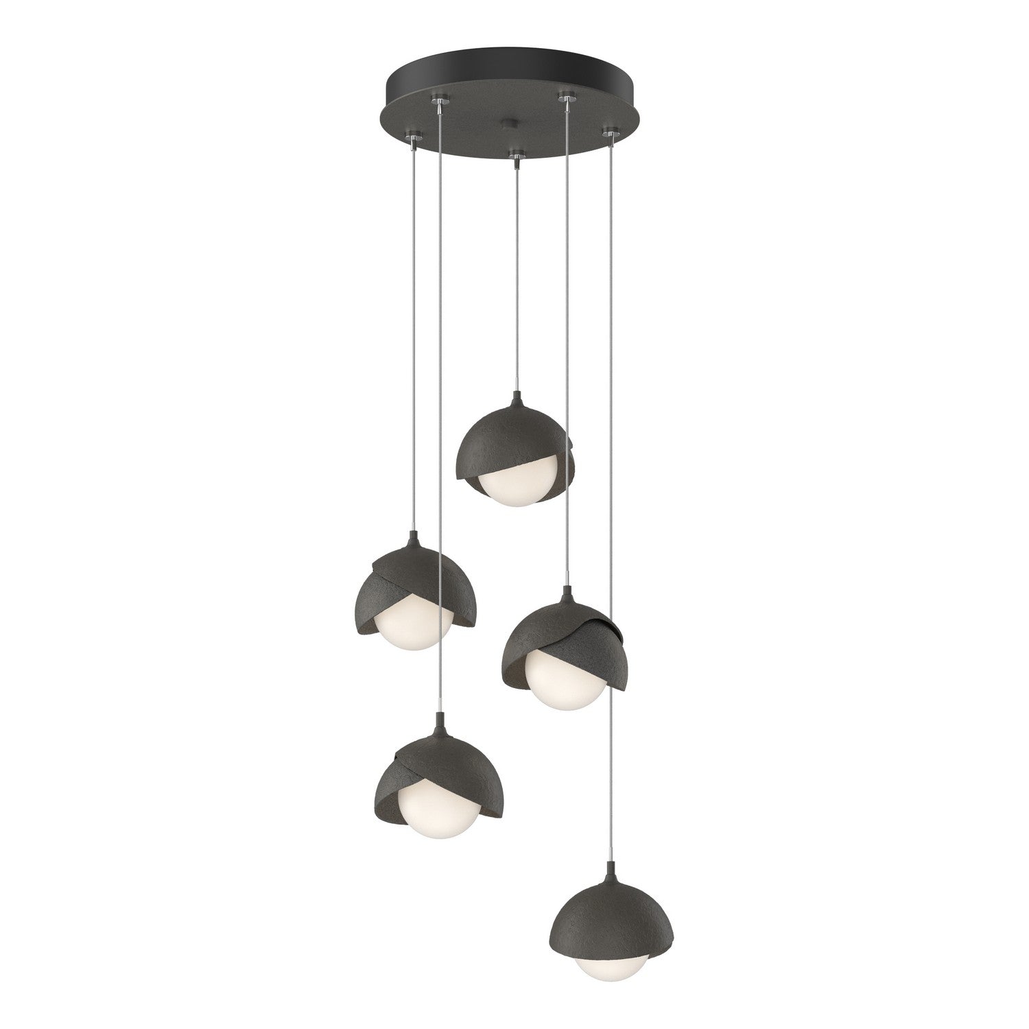 Hubbardton Forge - 131125-SKT-STND-20-07-GG0711 - Brooklyn 5-Light Double Shade Pendant - Brooklyn - Natural Iron