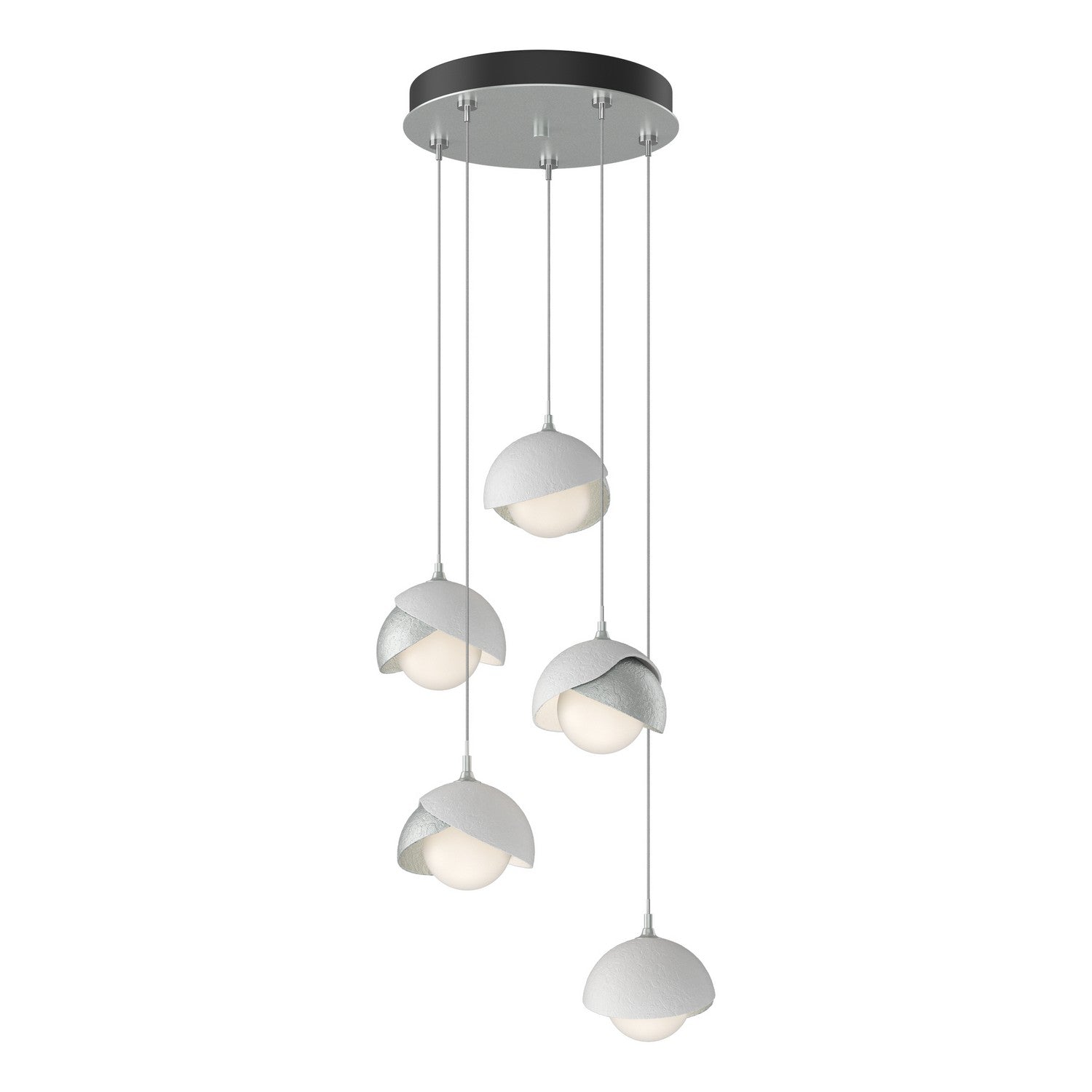Hubbardton Forge - 131125-SKT-STND-82-02-GG0711 - Brooklyn 5-Light Double Shade Pendant - Brooklyn - Vintage Platinum