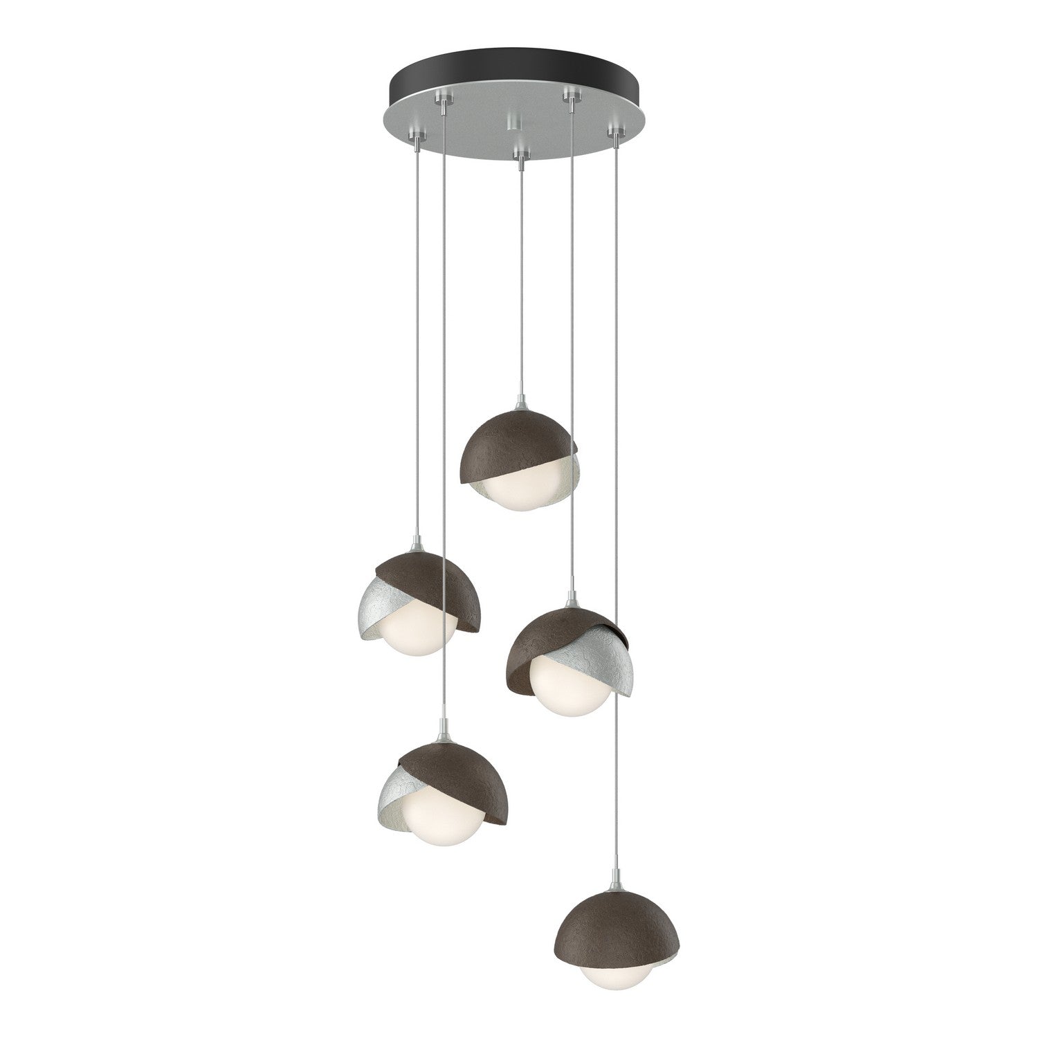 Hubbardton Forge - 131125-SKT-STND-82-05-GG0711 - Brooklyn 5-Light Double Shade Pendant - Brooklyn - Vintage Platinum