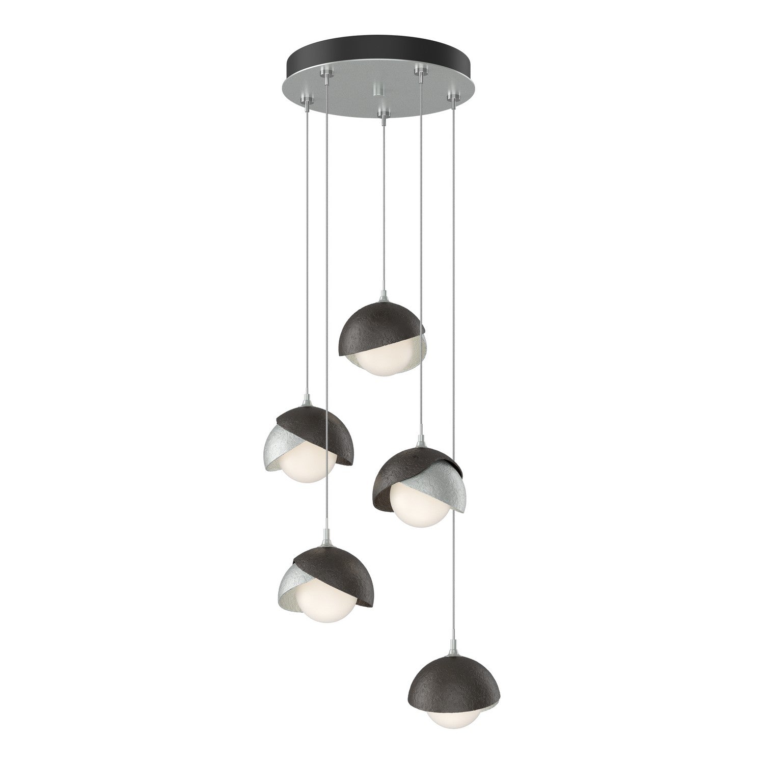 Hubbardton Forge - 131125-SKT-STND-82-14-GG0711 - Brooklyn 5-Light Double Shade Pendant - Brooklyn - Vintage Platinum