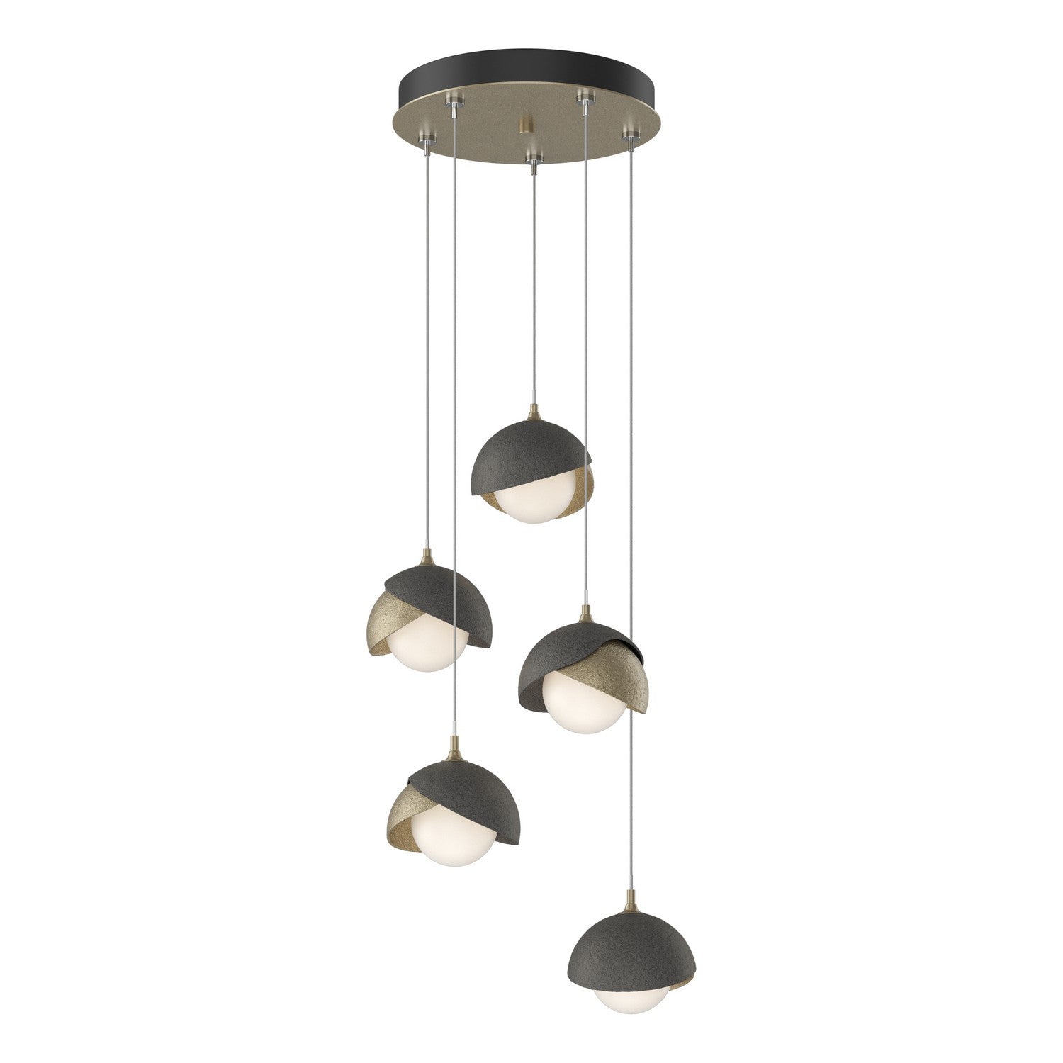 Hubbardton Forge - 131125-SKT-STND-84-20-GG0711 - Brooklyn 5-Light Double Shade Pendant - Brooklyn - Soft Gold