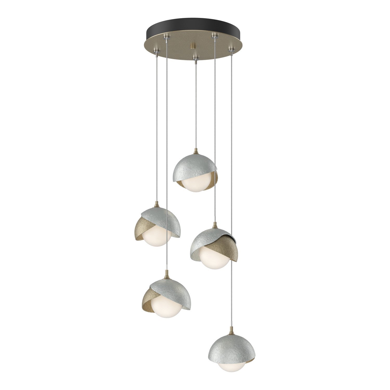 Hubbardton Forge - 131125-SKT-STND-84-82-GG0711 - Brooklyn 5-Light Double Shade Pendant - Brooklyn - Soft Gold