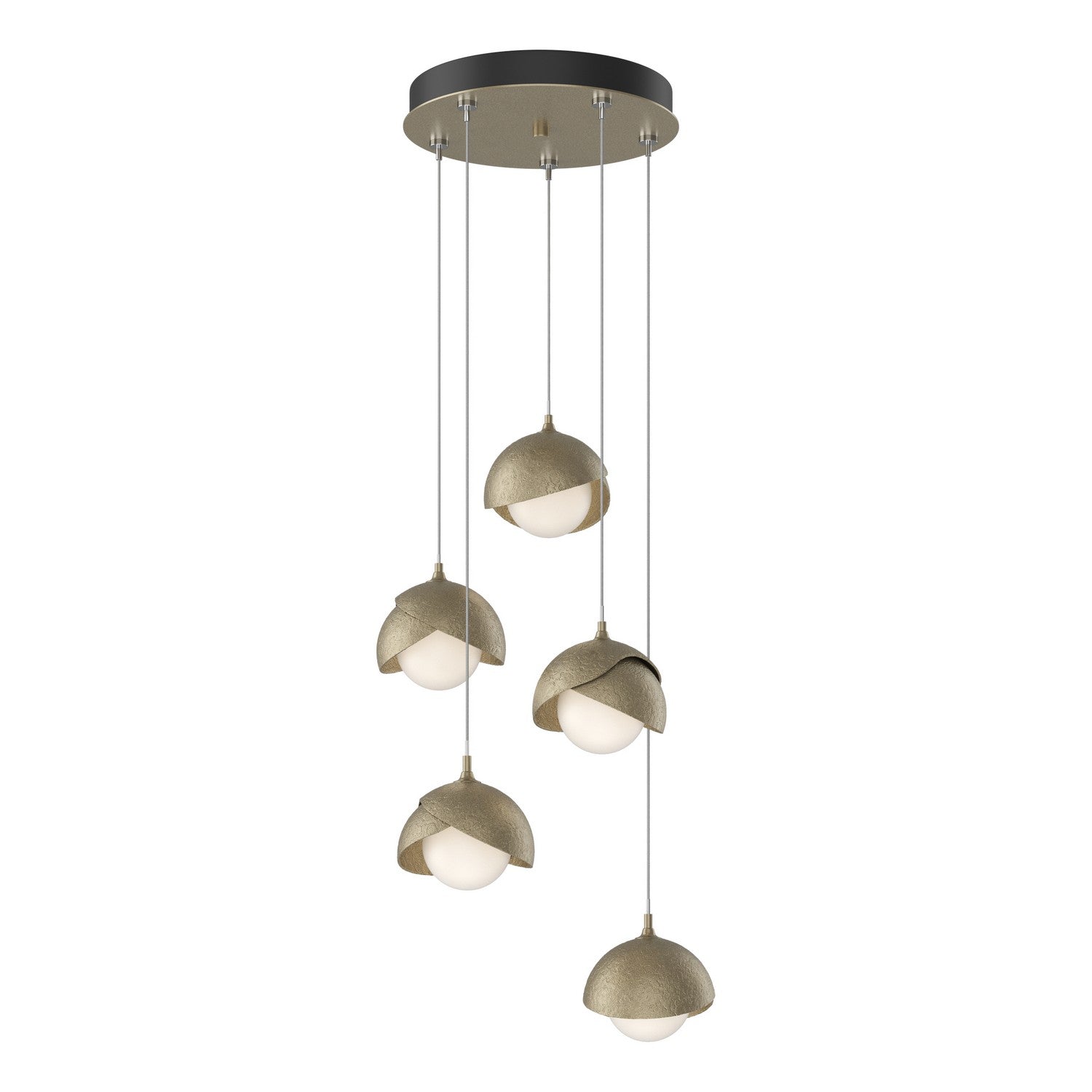 Hubbardton Forge - 131125-SKT-STND-84-84-GG0711 - Brooklyn 5-Light Double Shade Pendant - Brooklyn - Soft Gold