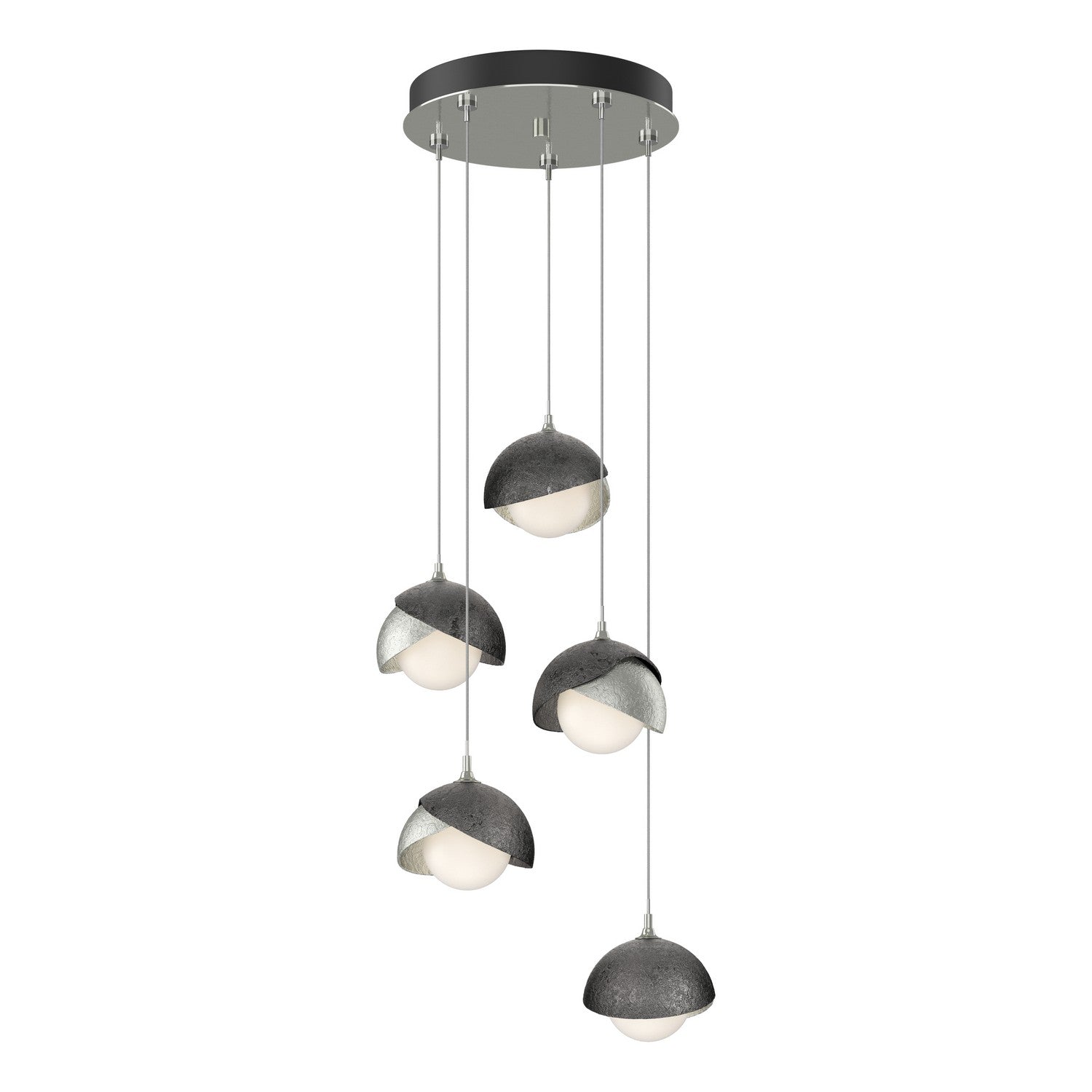 Hubbardton Forge - 131125-SKT-STND-85-89-GG0711 - Brooklyn 5-Light Double Shade Pendant - Brooklyn - Sterling