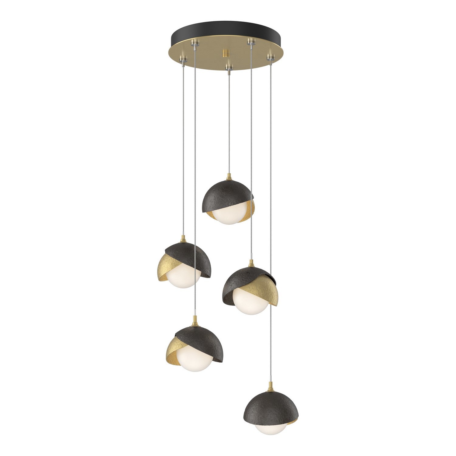 Hubbardton Forge - 131125-SKT-STND-86-14-GG0711 - Brooklyn 5-Light Double Shade Pendant - Brooklyn - Modern Brass