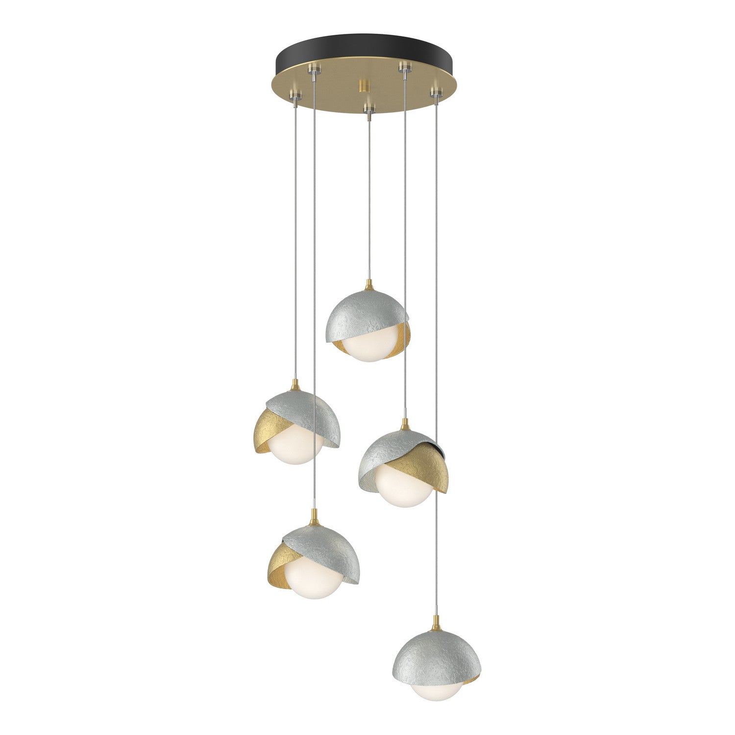 Hubbardton Forge - 131125-SKT-STND-86-82-GG0711 - Brooklyn 5-Light Double Shade Pendant - Brooklyn - Modern Brass