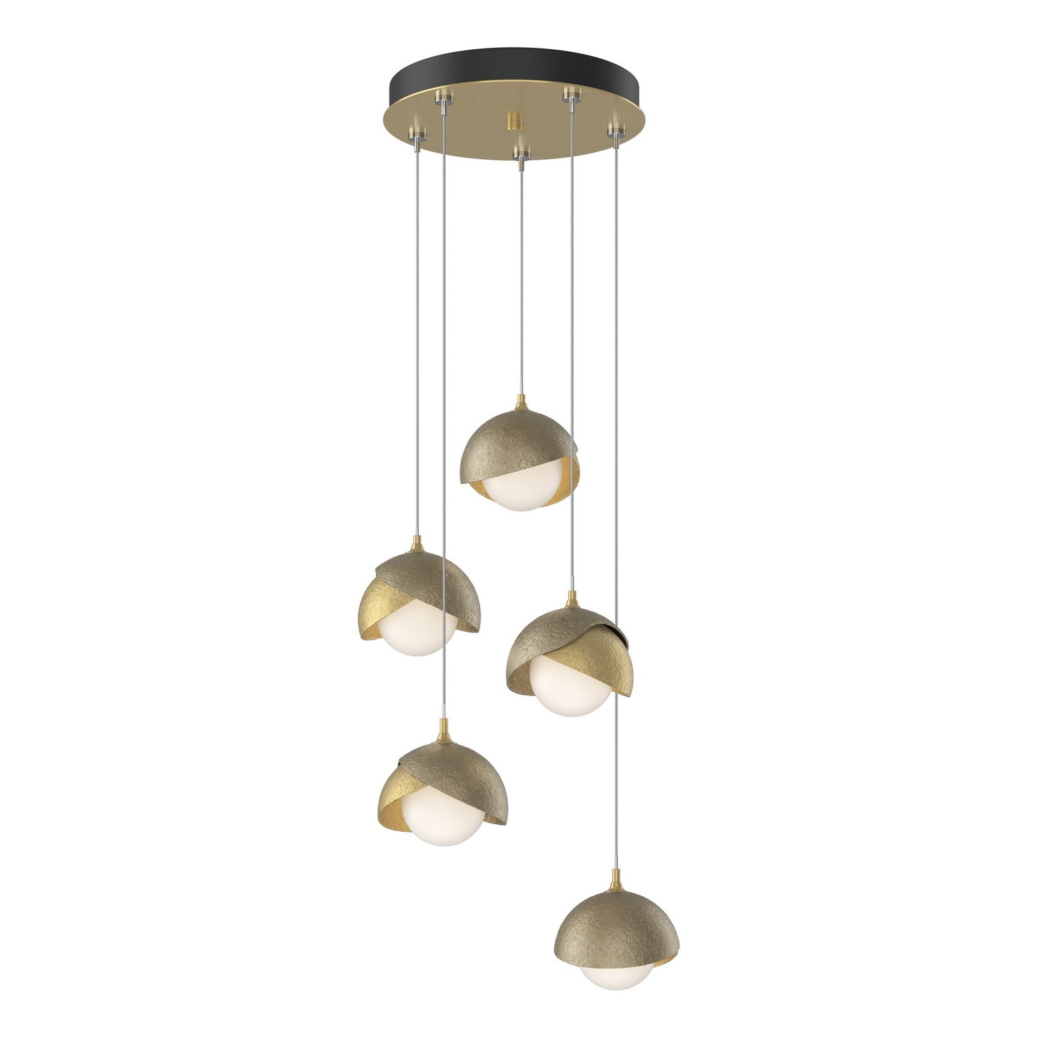 Hubbardton Forge - 131125-SKT-STND-86-84-GG0711 - Brooklyn 5-Light Double Shade Pendant - Brooklyn - Modern Brass