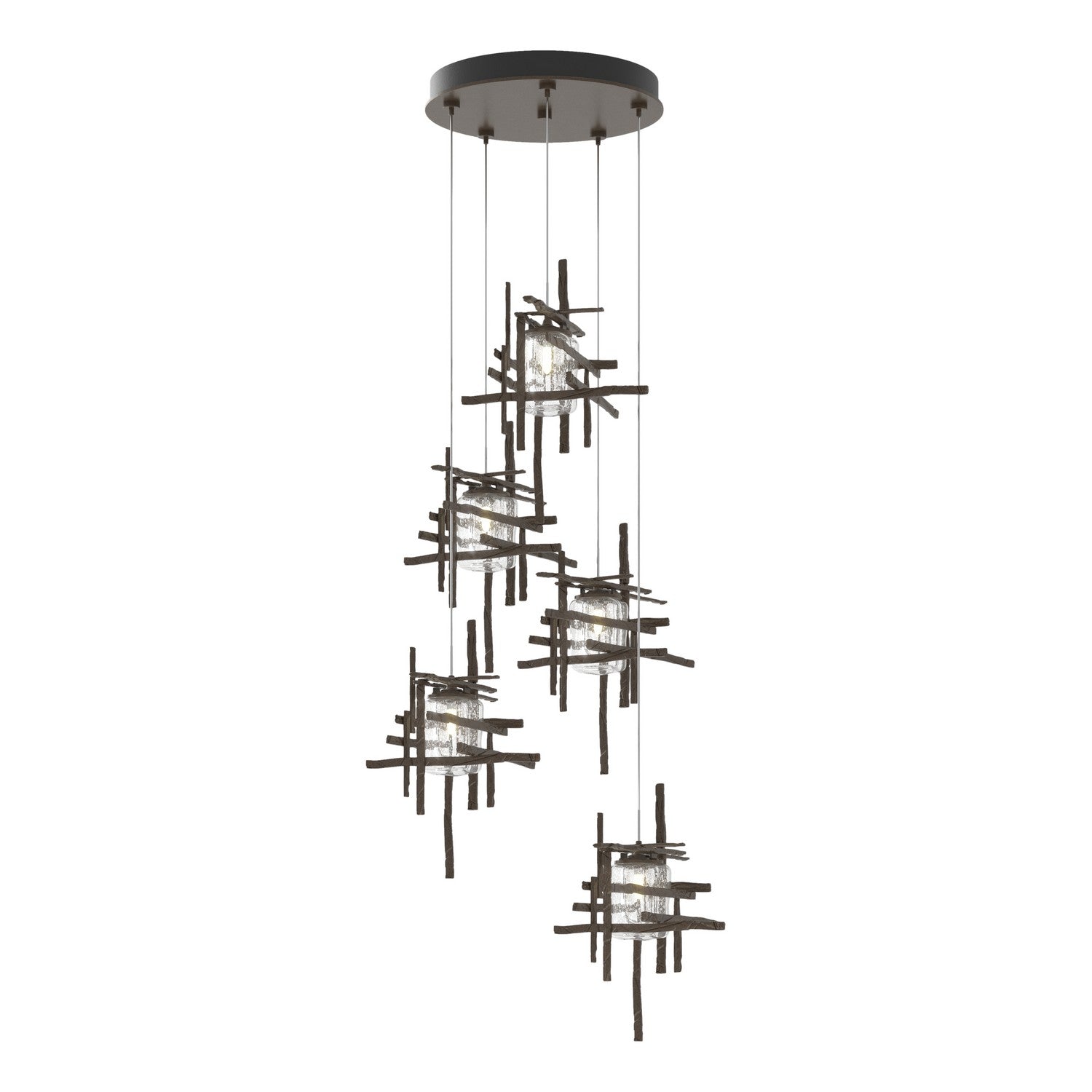 Hubbardton Forge - 131126-SKT-STND-05-II0728 - Tura 5-Light Seeded Glass Pendant - Tura - Bronze