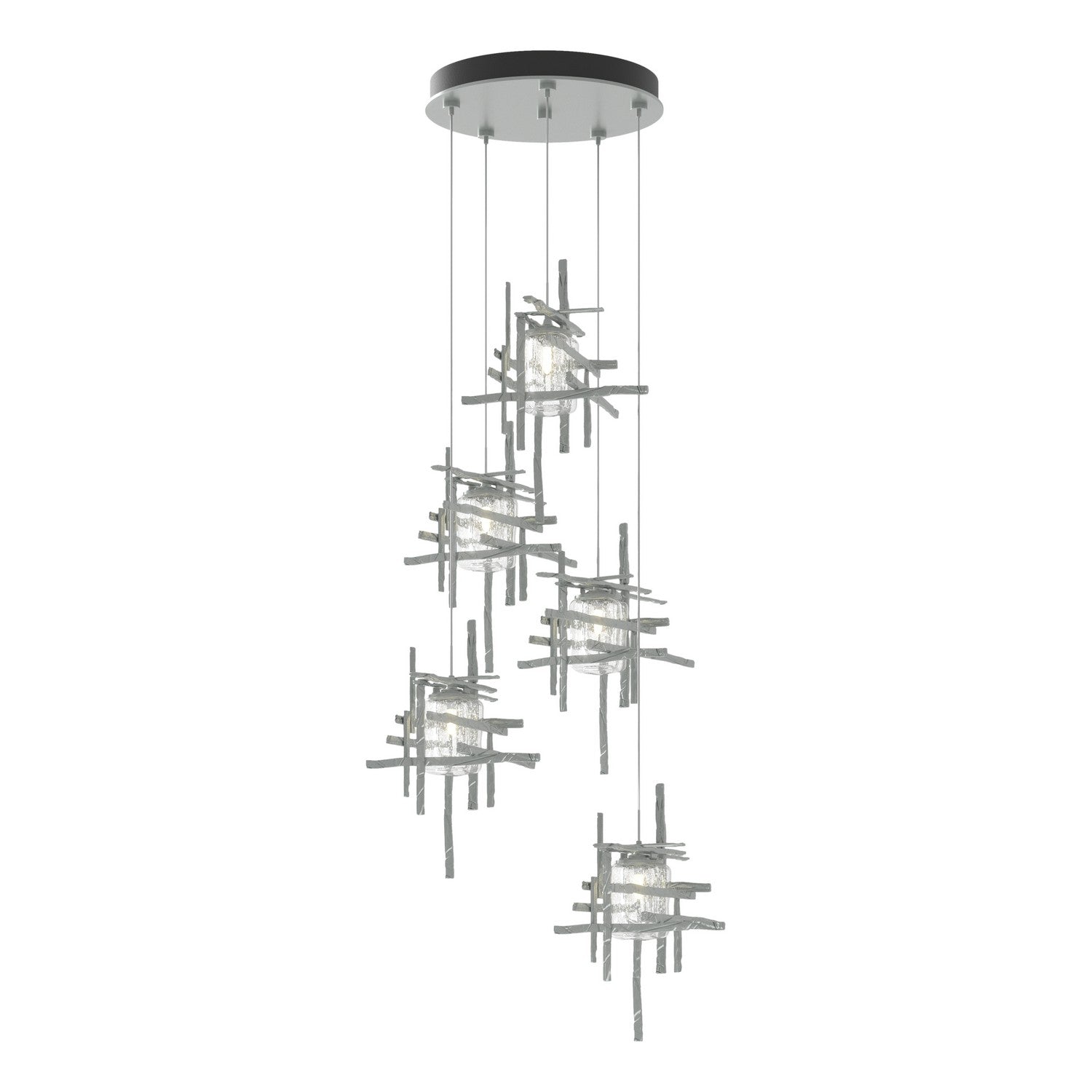Hubbardton Forge - 131126-SKT-STND-82-II0728 - Tura 5-Light Seeded Glass Pendant - Tura - Vintage Platinum
