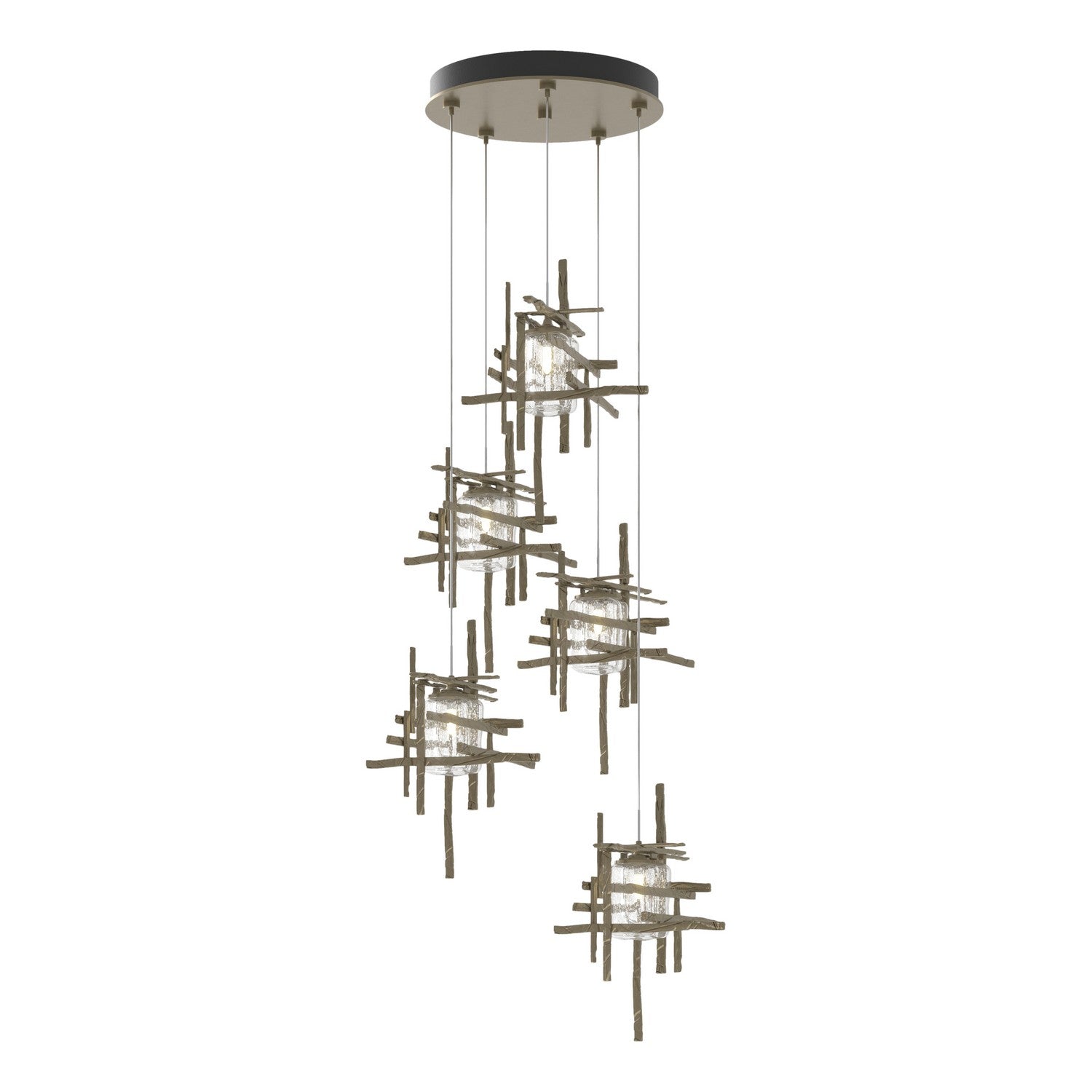Hubbardton Forge - 131126-SKT-STND-84-II0728 - Tura 5-Light Seeded Glass Pendant - Tura - Soft Gold