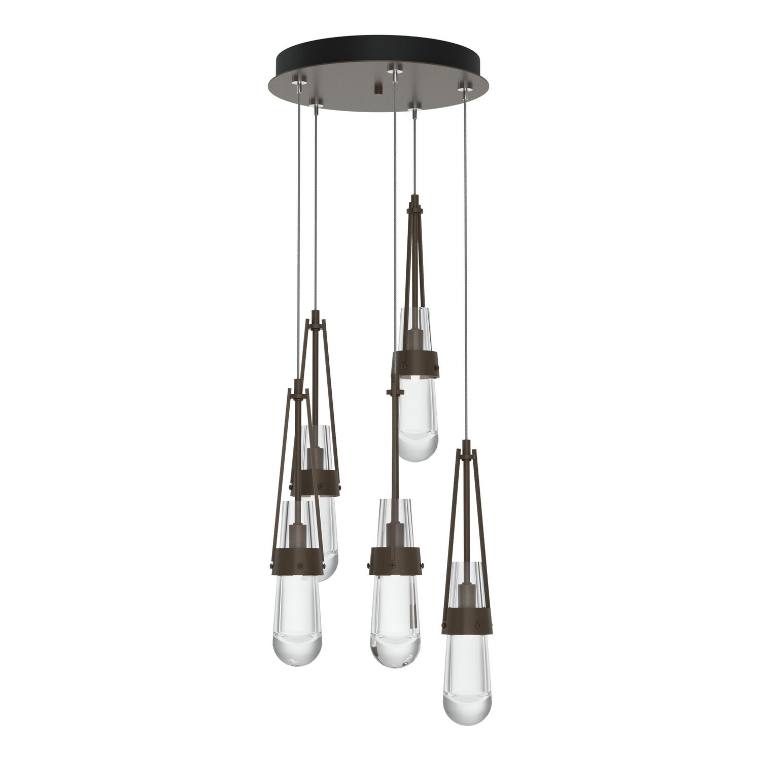 Hubbardton Forge - 131127-SKT-STND-05-ZM0434 - Link 5-Light Clear Glass Pendant - Link - Bronze