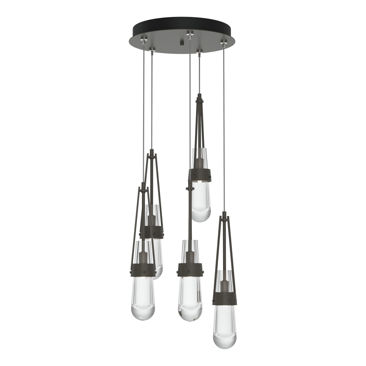 Hubbardton Forge - 131127-SKT-STND-07-ZM0434 - Link 5-Light Clear Glass Pendant - Link - Dark Smoke