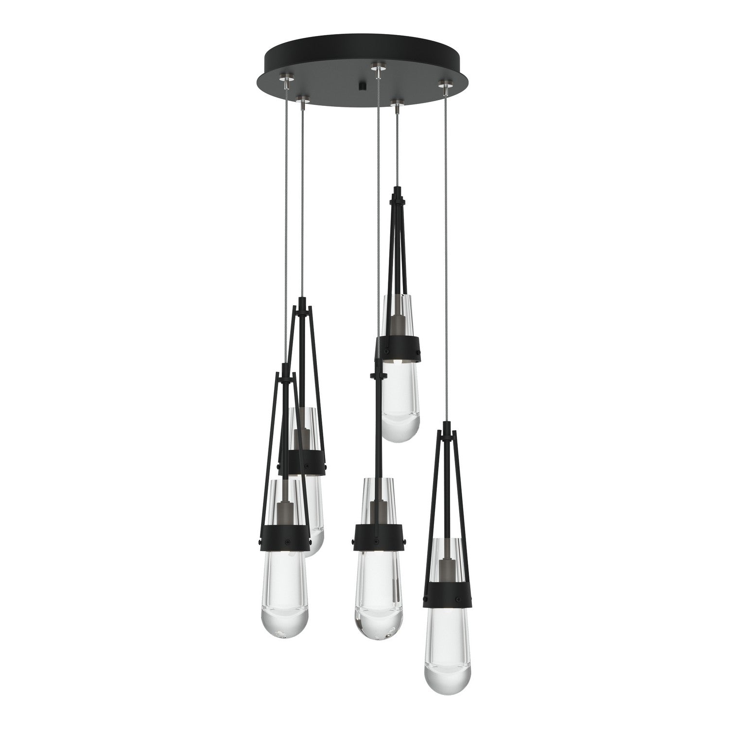Hubbardton Forge - 131127-SKT-STND-10-ZM0434 - Link 5-Light Clear Glass Pendant - Link - Black