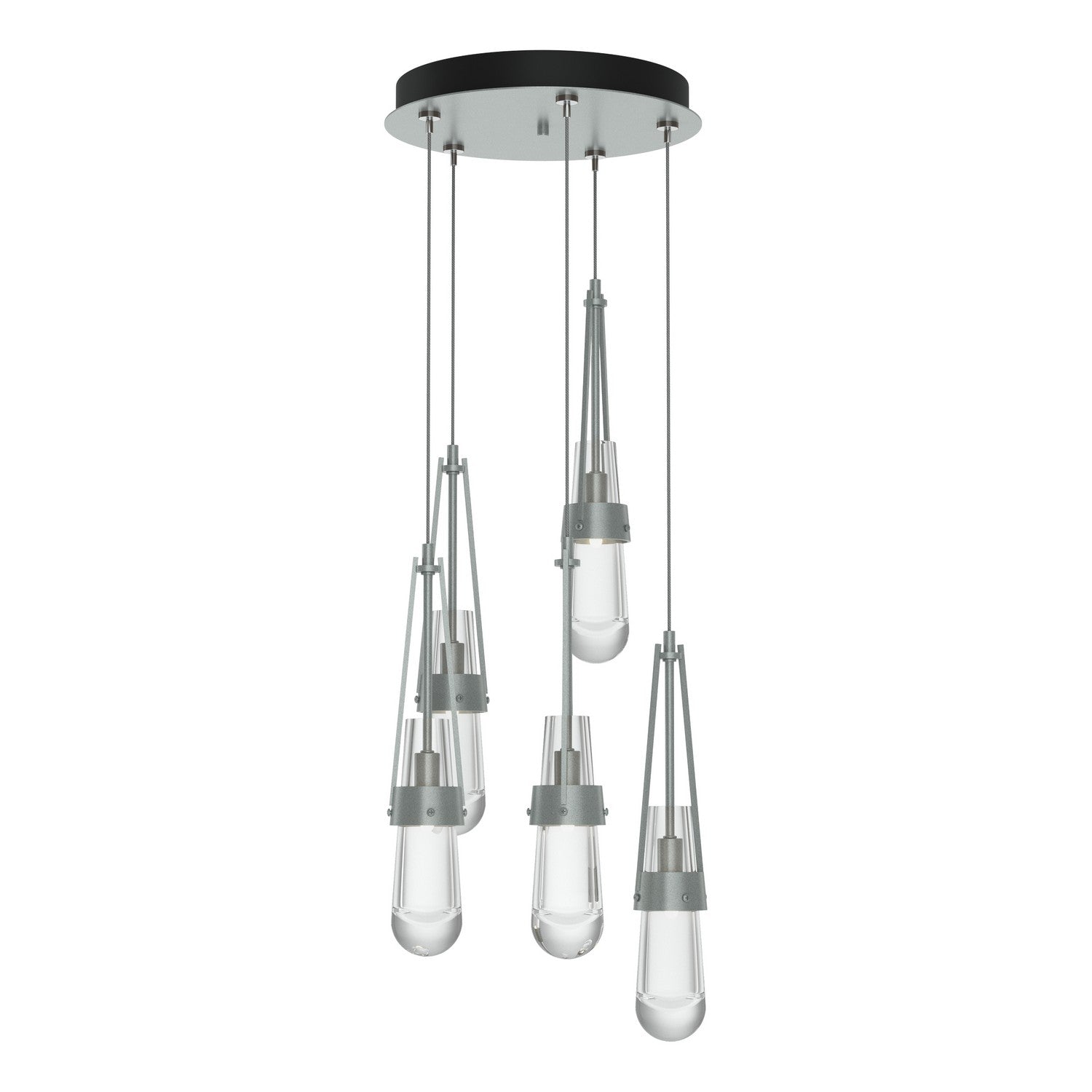 Hubbardton Forge - 131127-SKT-STND-82-ZM0434 - Link 5-Light Clear Glass Pendant - Link - Vintage Platinum