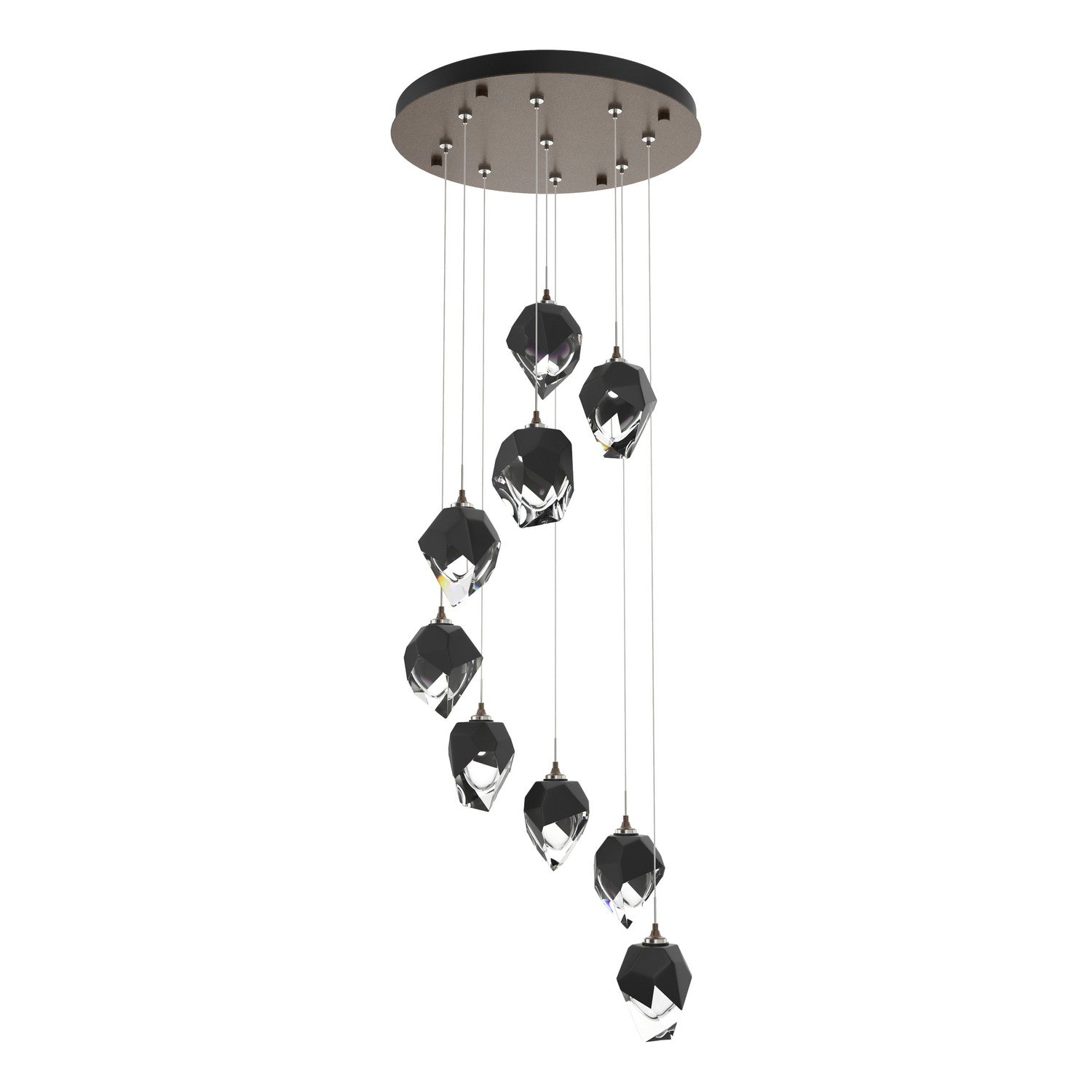 Hubbardton Forge - 131140-SKT-STND-05-BP0754 - Chrysalis 9-Light Small Crystal Pendant - Chrysalis - Bronze