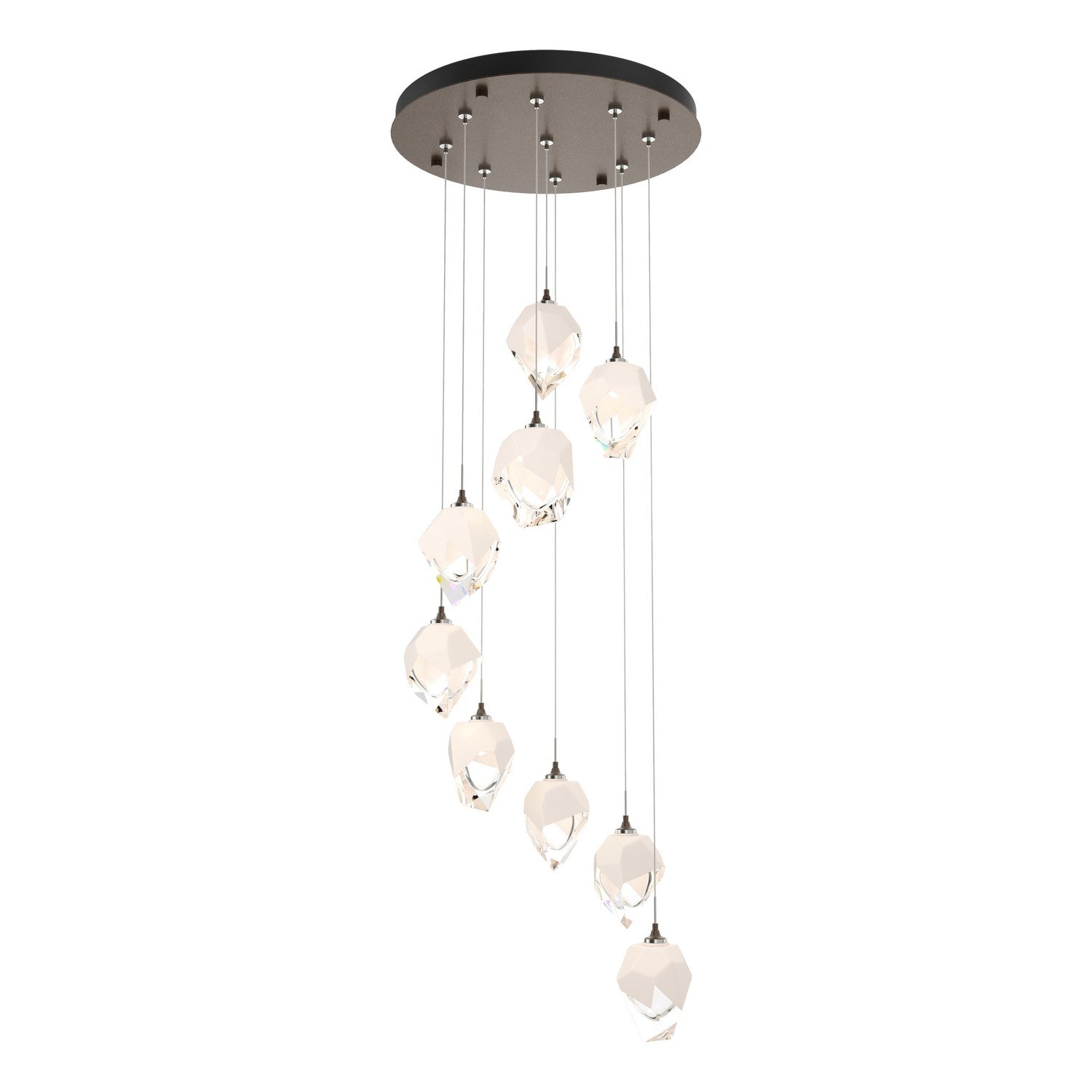 Hubbardton Forge - 131140-SKT-STND-05-WP0754 - Chrysalis 9-Light Small Crystal Pendant - Chrysalis - Bronze