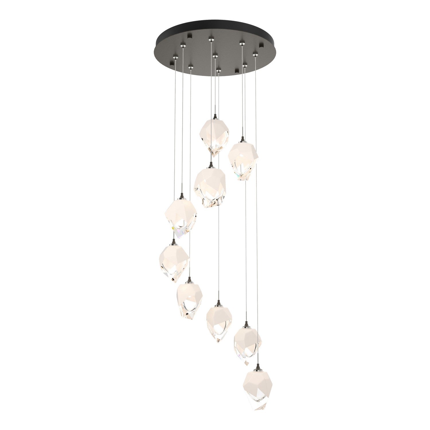 Hubbardton Forge - 131140-SKT-STND-07-WP0754 - Chrysalis 9-Light Small Crystal Pendant - Chrysalis - Dark Smoke