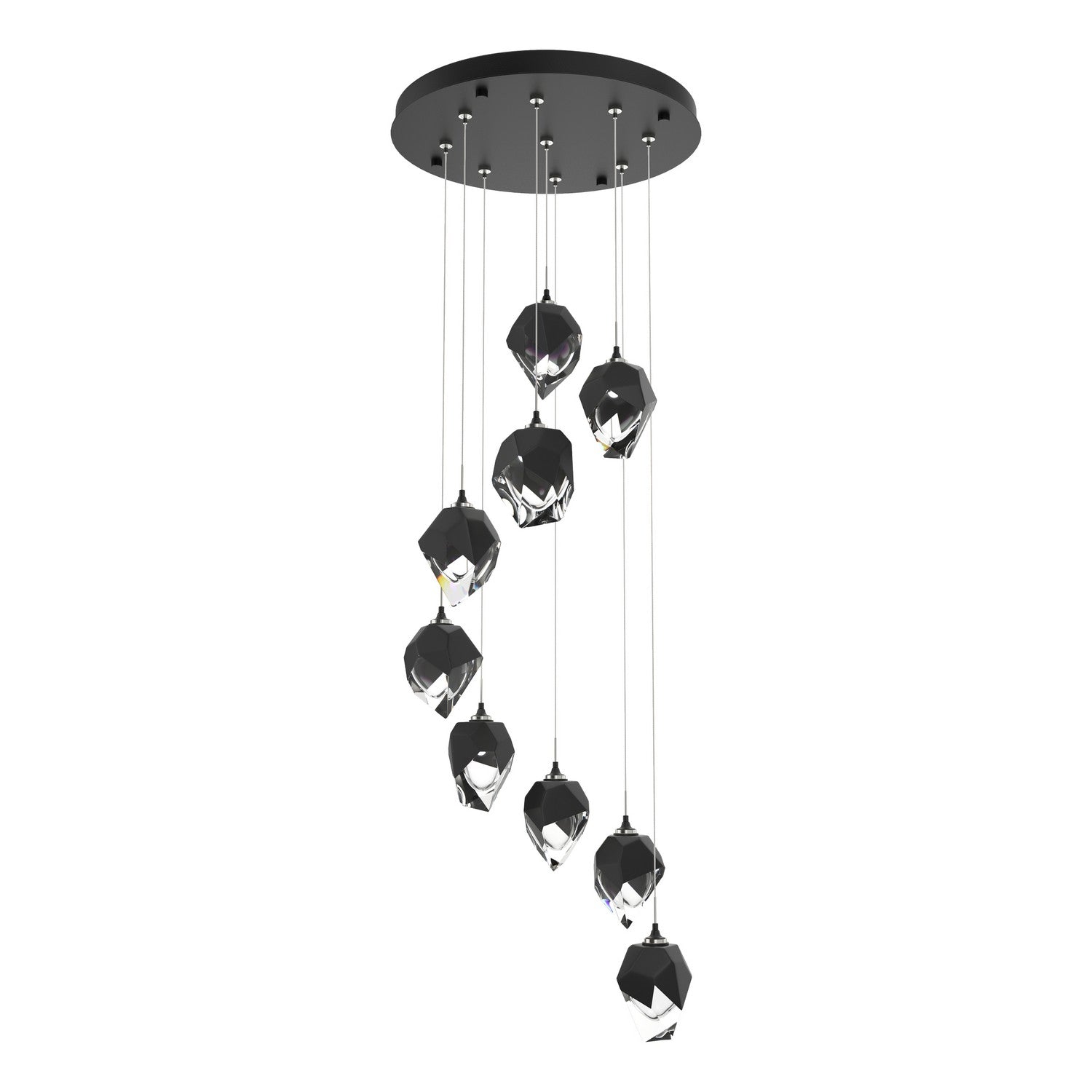 Hubbardton Forge - 131140-SKT-STND-10-BP0754 - Chrysalis 9-Light Small Crystal Pendant - Chrysalis - Black