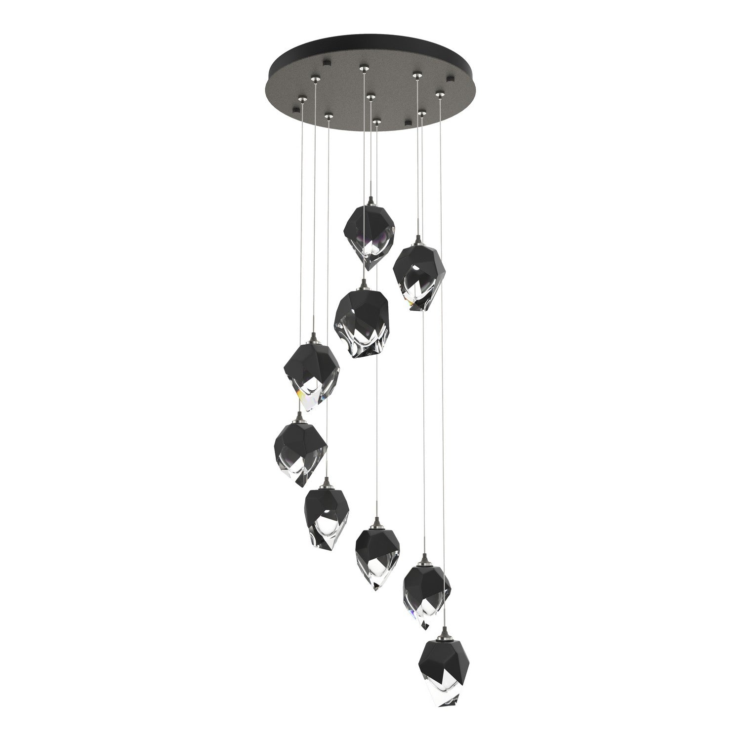 Hubbardton Forge - 131140-SKT-STND-20-BP0754 - Chrysalis 9-Light Small Crystal Pendant - Chrysalis - Natural Iron