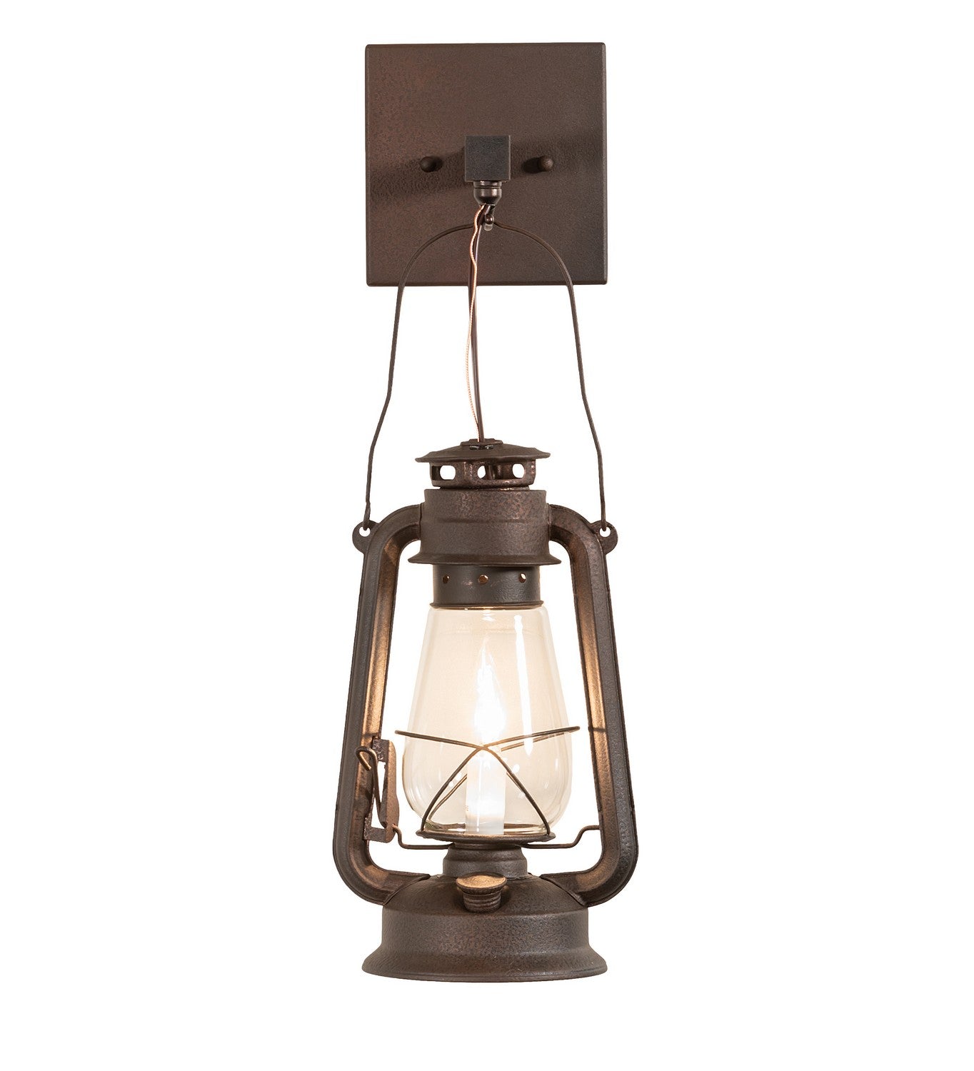 Meyda Tiffany - 257162 - One Light Wall Sconce - Miners Lantern - Distressed Rust