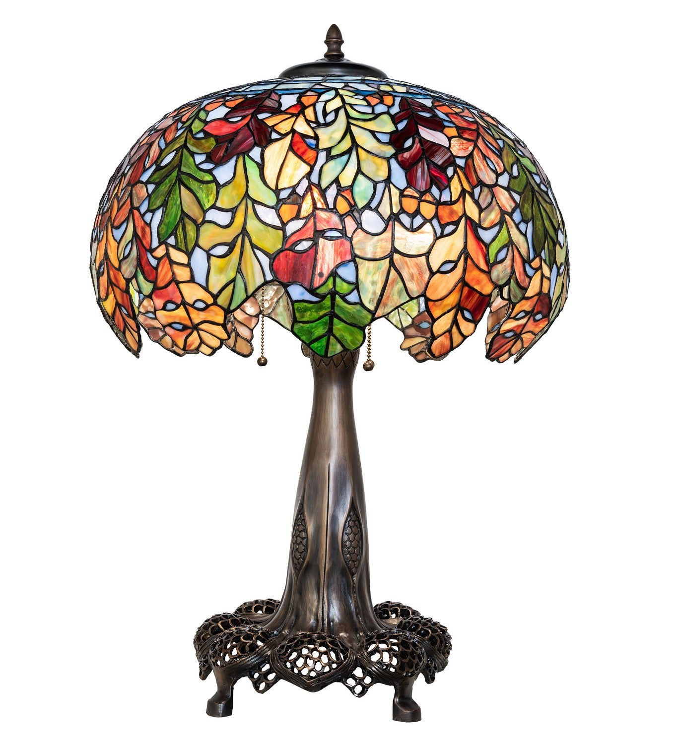 Meyda Tiffany - 259357 - Three Light Table Lamp - Leaf - Mahogany Bronze