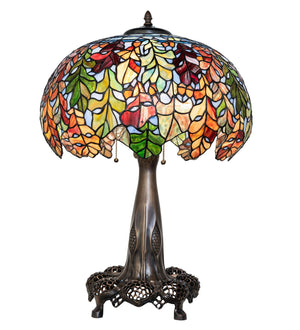 Meyda Tiffany - 259357 - Three Light Table Lamp - Leaf - Mahogany Bronze