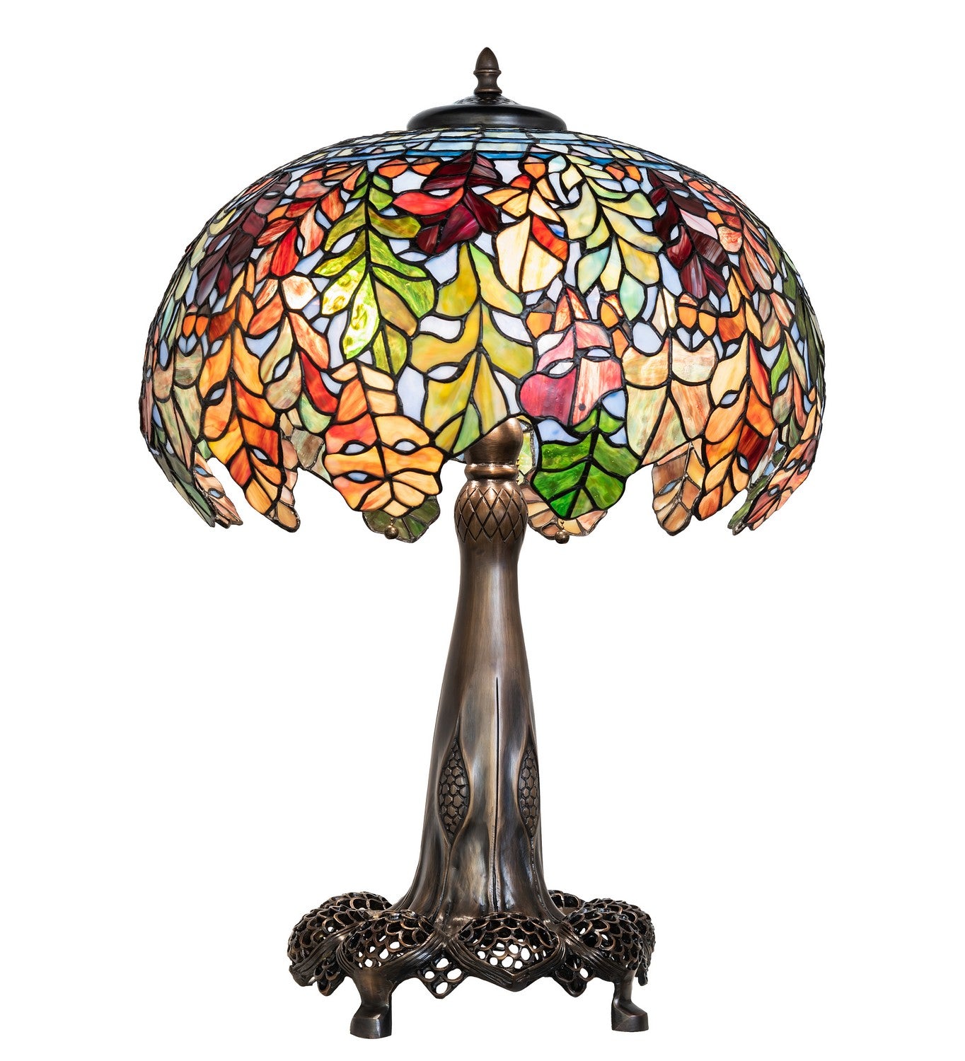 Meyda Tiffany - 259357 - Three Light Table Lamp - Leaf - Mahogany Bronze