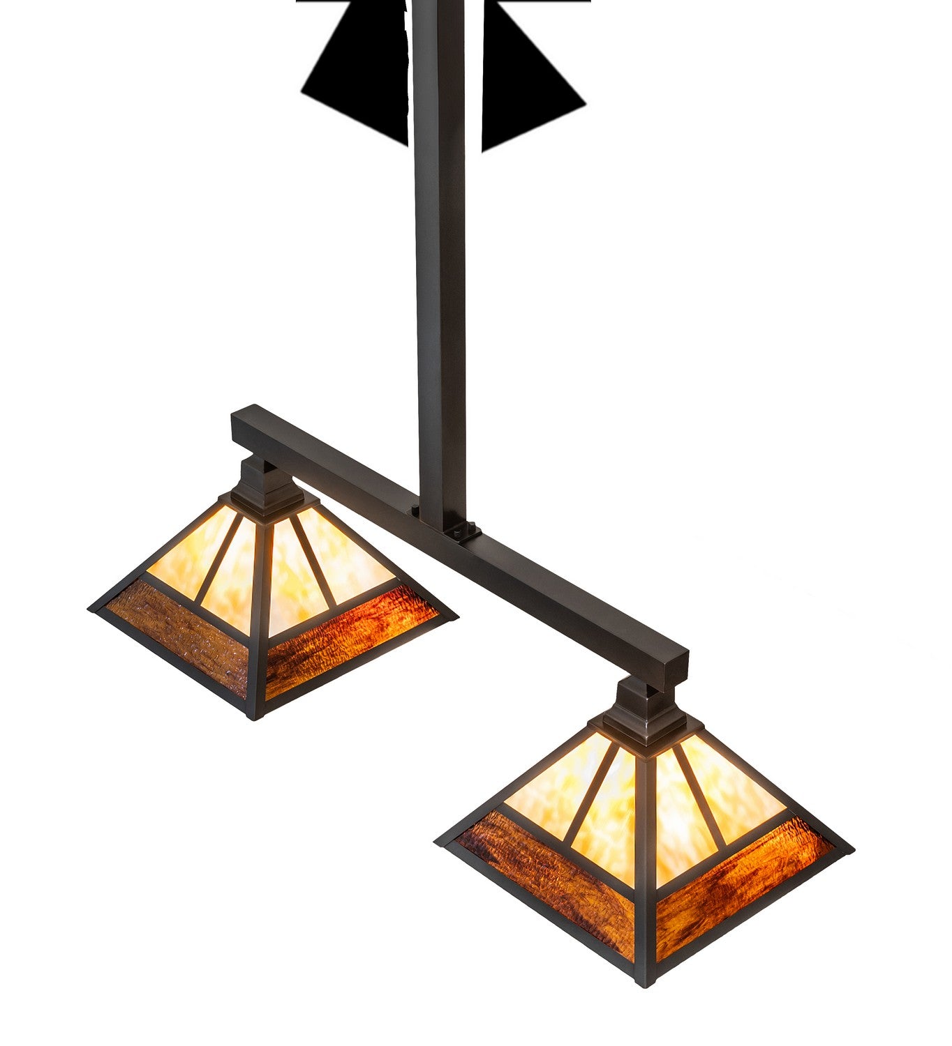 Meyda Tiffany - 262177 - Two Light Island Pendant - Hyde Park - Craftsman Brown