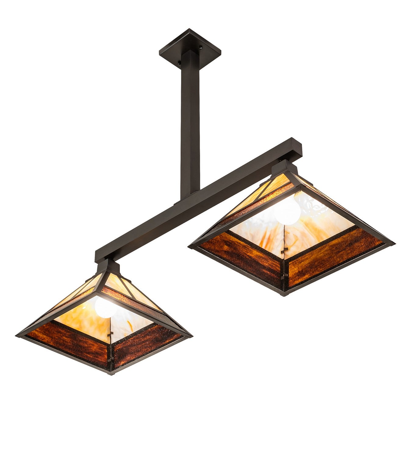 Meyda Tiffany - 262177 - Two Light Island Pendant - Hyde Park - Craftsman Brown