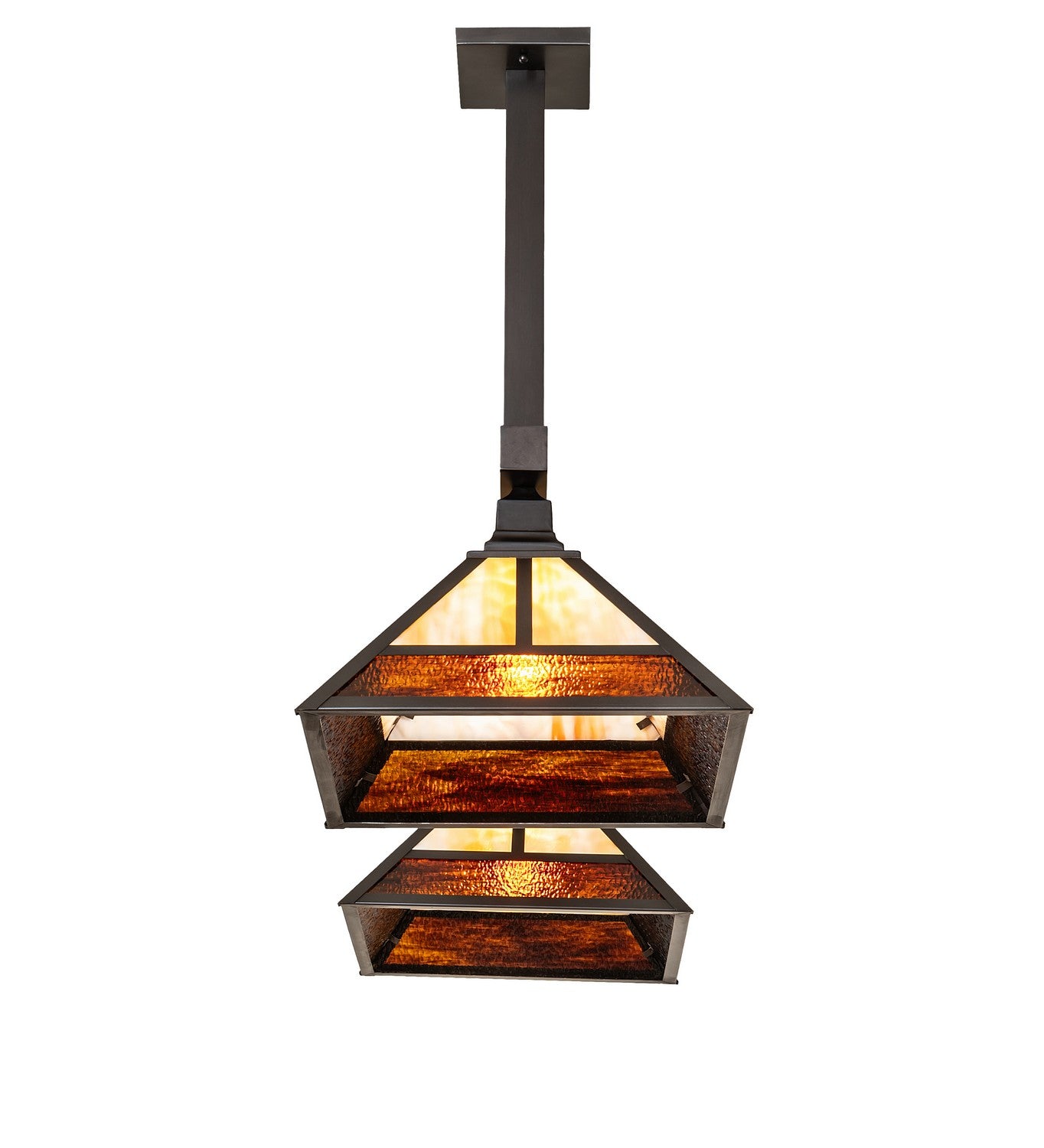 Meyda Tiffany - 262177 - Two Light Island Pendant - Hyde Park - Craftsman Brown