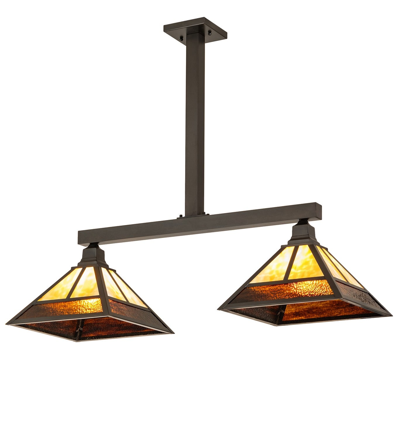 Meyda Tiffany - 262177 - Two Light Island Pendant - Hyde Park - Craftsman Brown