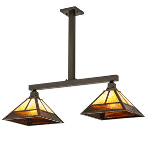 Meyda Tiffany - 262177 - Two Light Island Pendant - Hyde Park - Craftsman Brown