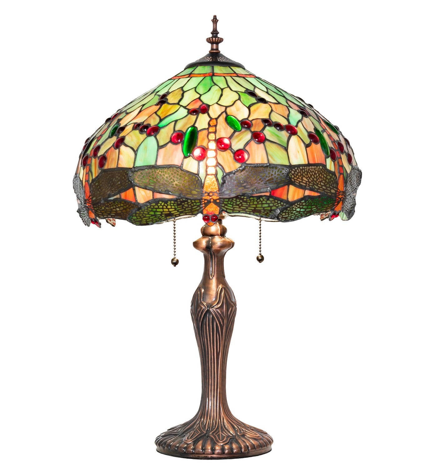 Meyda Tiffany - 266010 - Two Light Table Lamp - Tiffany Hanginghead Dragonfly - Mahogany Bronze