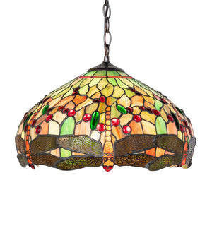 Meyda Tiffany - 266547 - Three Light Pendant - Tiffany Hanginghead Dragonfly - Mahogany Bronze