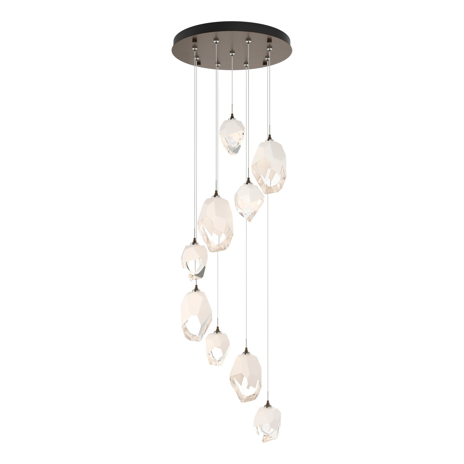 Hubbardton Forge - 131142-SKT-STND-05-WP0756 - Chrysalis 9-Light Mixed Crystal Pendant - Chrysalis - Bronze