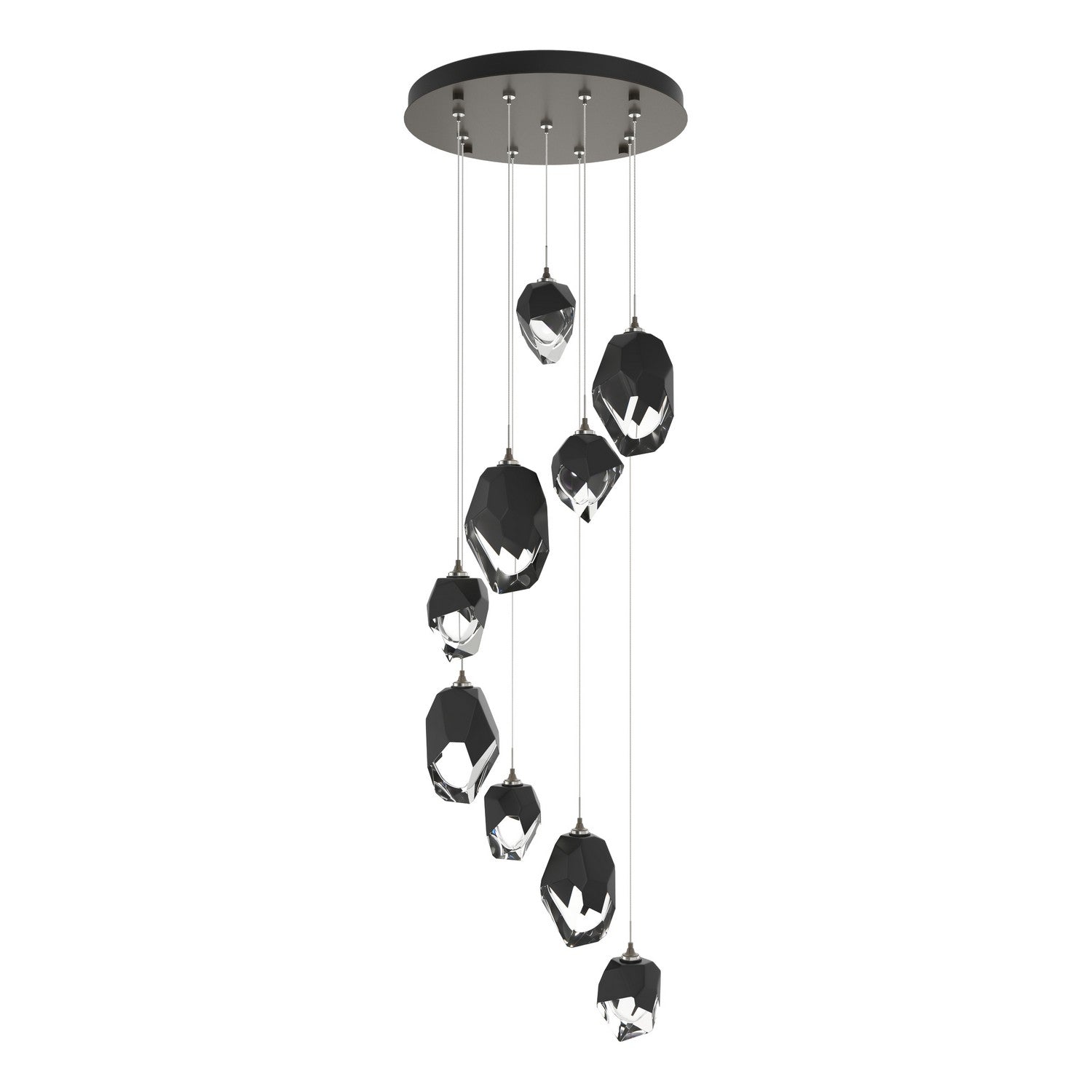 Hubbardton Forge - 131142-SKT-STND-07-BP0756 - Chrysalis 9-Light Mixed Crystal Pendant - Chrysalis - Dark Smoke
