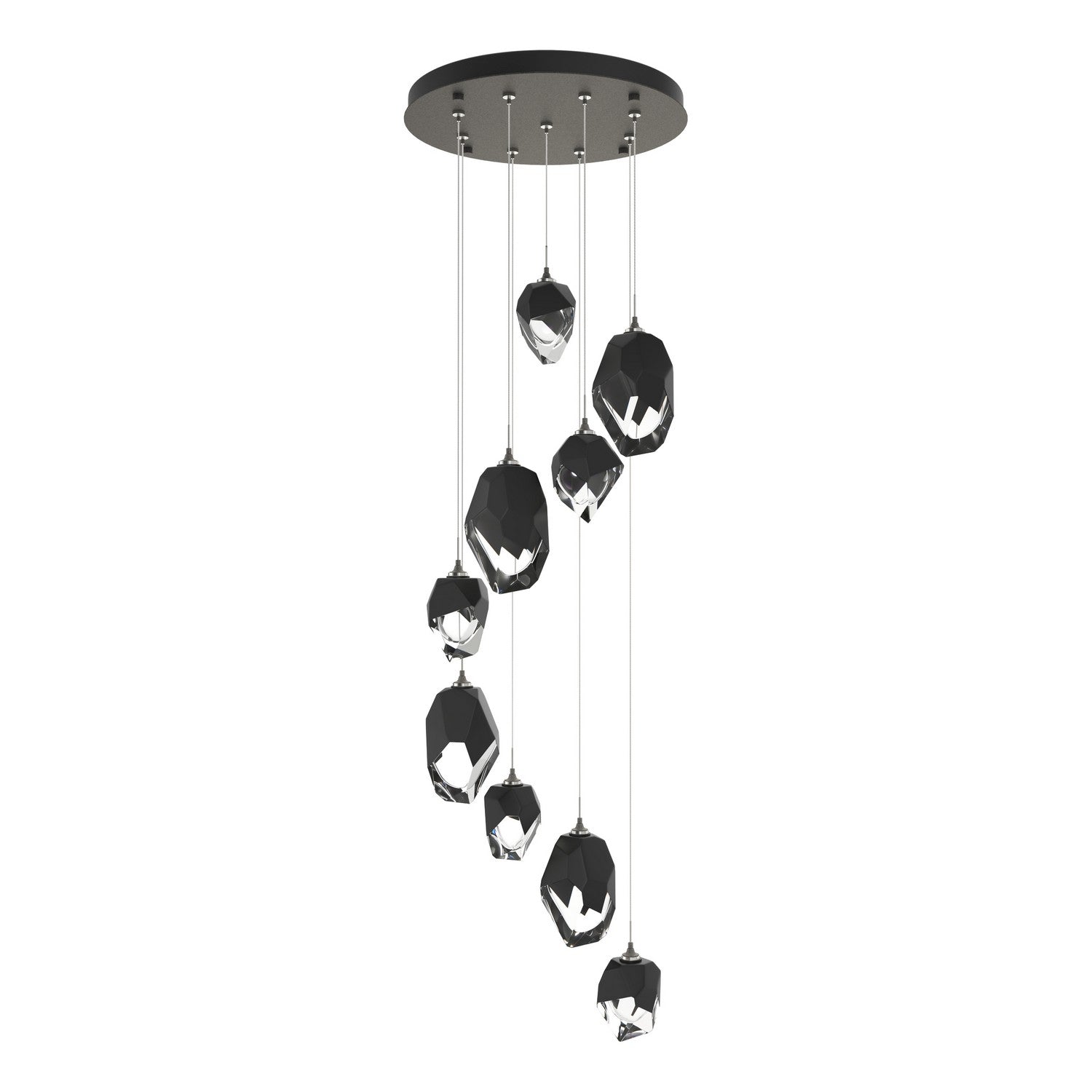 Hubbardton Forge - 131142-SKT-STND-20-BP0756 - Chrysalis 9-Light Mixed Crystal Pendant - Chrysalis - Natural Iron