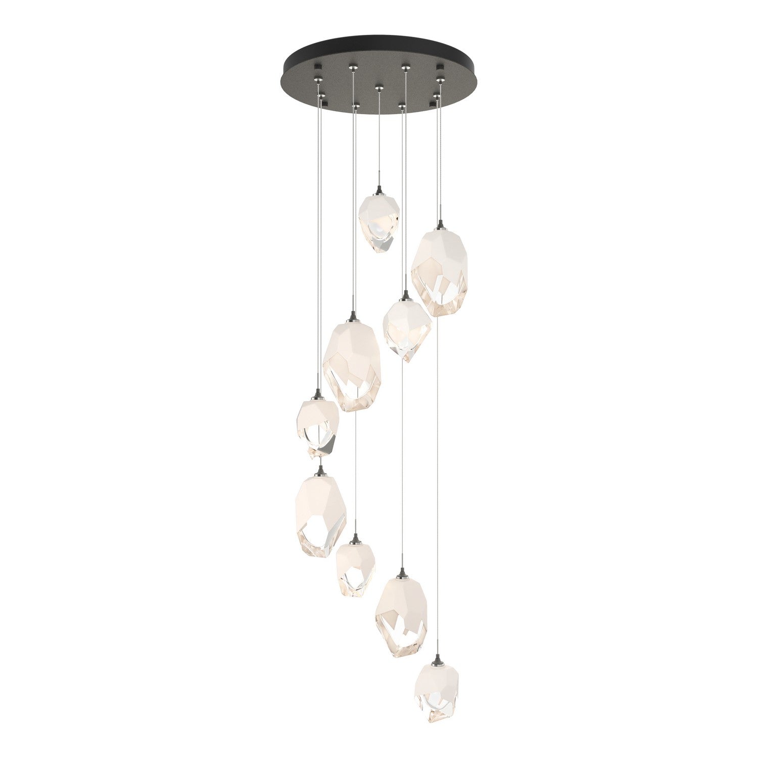 Hubbardton Forge - 131142-SKT-STND-20-WP0756 - Chrysalis 9-Light Mixed Crystal Pendant - Chrysalis - Natural Iron