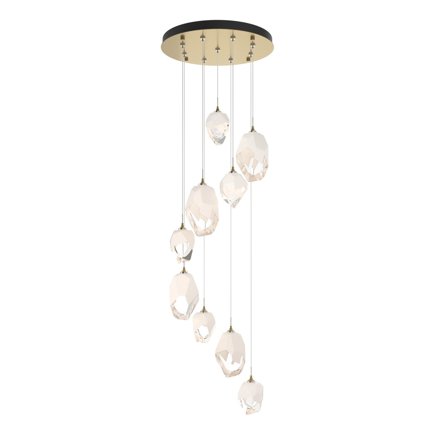 Hubbardton Forge - 131142-SKT-STND-86-WP0756 - Chrysalis 9-Light Mixed Crystal Pendant - Chrysalis - Modern Brass