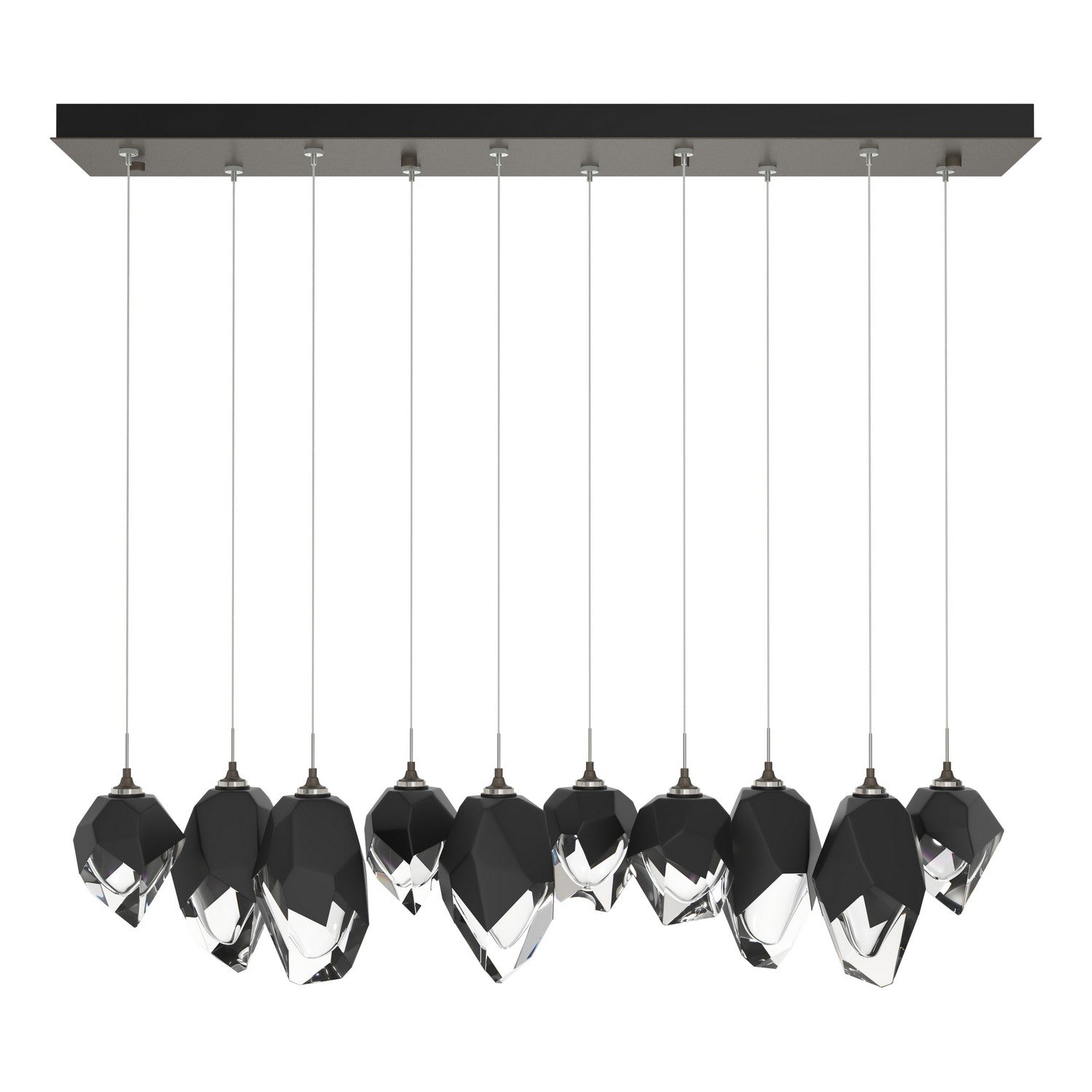Hubbardton Forge - 131145-SKT-STND-07-BP0756 - Chrysalis 10-Light Mixed Crystal Pendant - Chrysalis - Dark Smoke