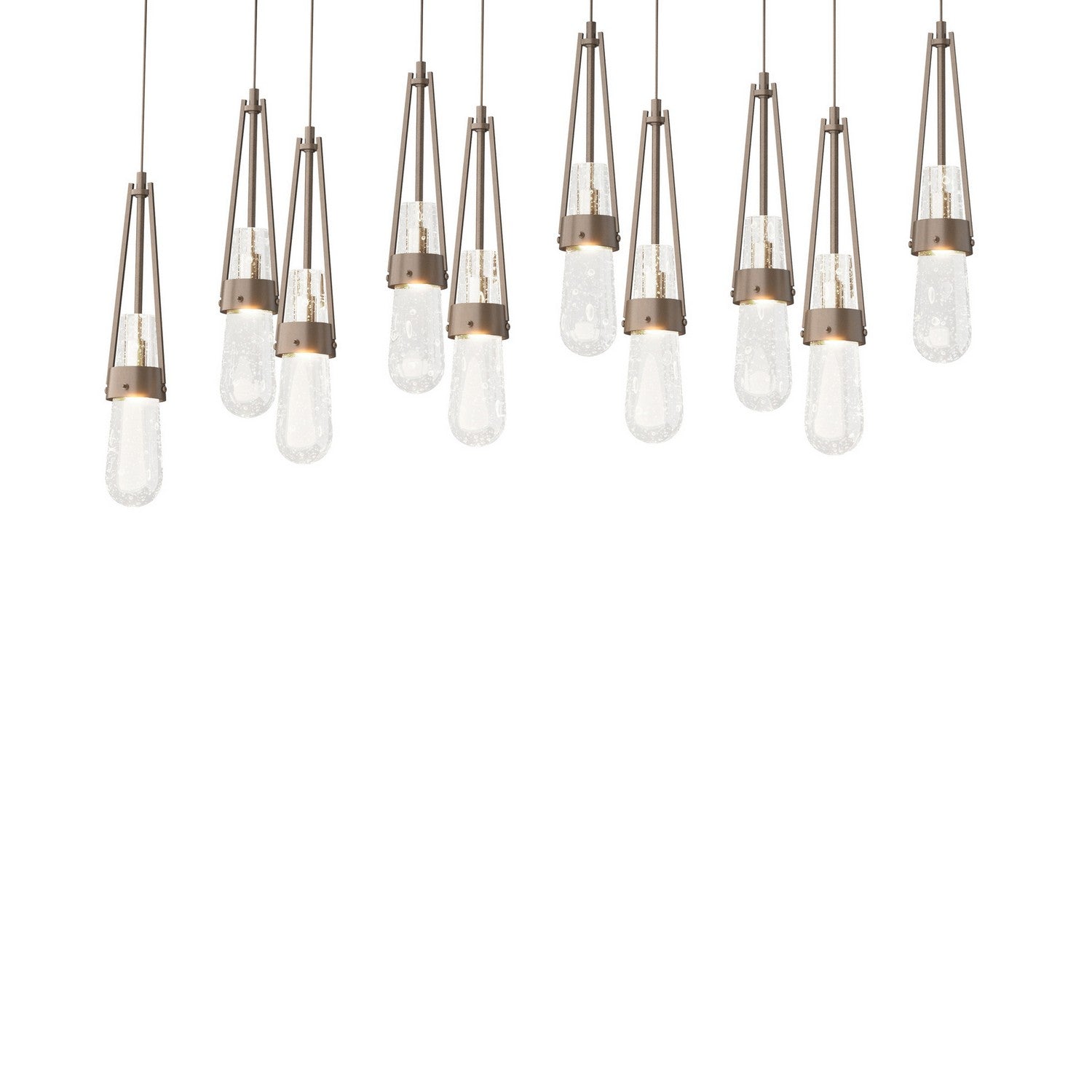 Hubbardton Forge - 131200-SKT-LONG-05-YG0434 - Link 10-Light Blown Glass Pendant - Link - Bronze
